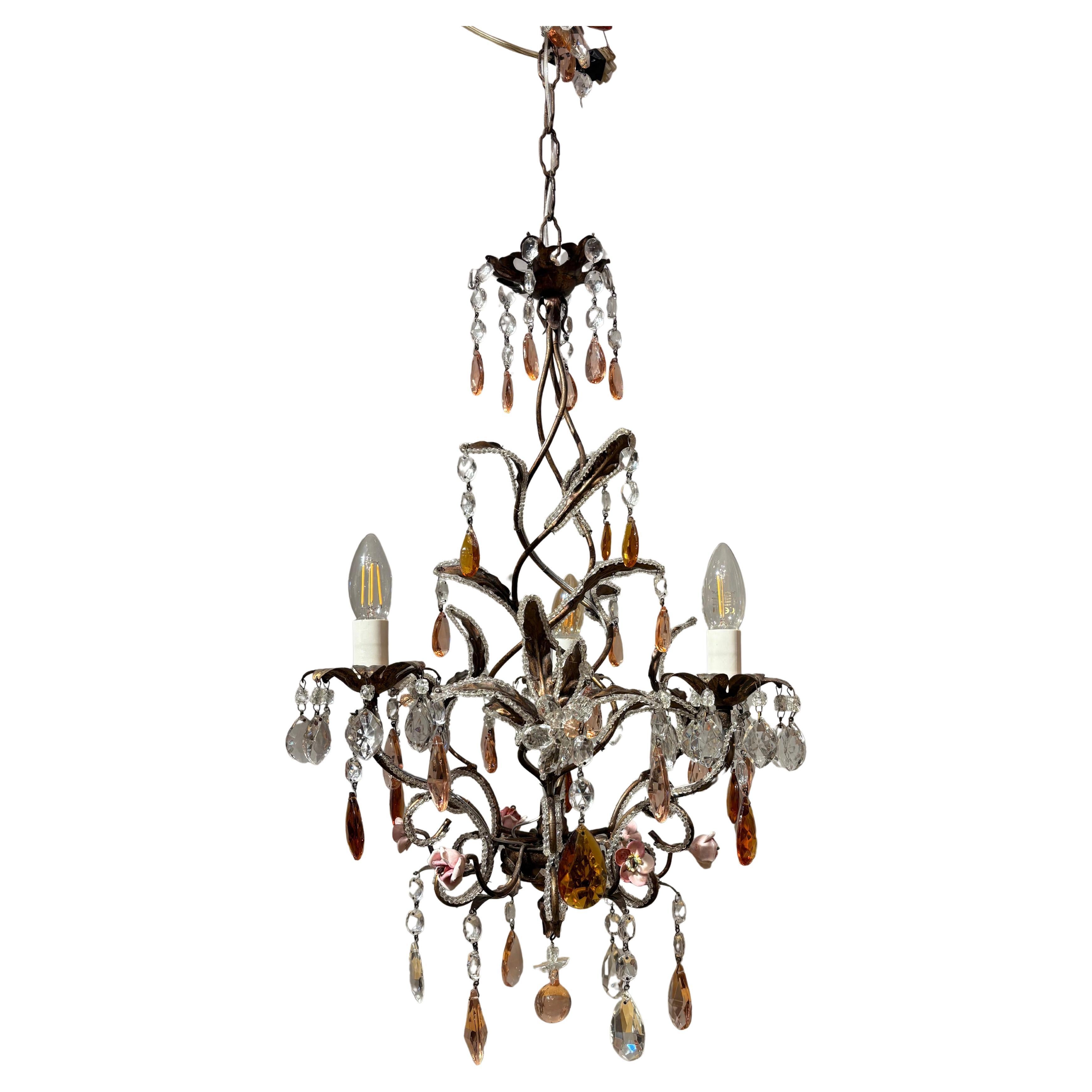 Antigua araña italiana de cristal, años 50