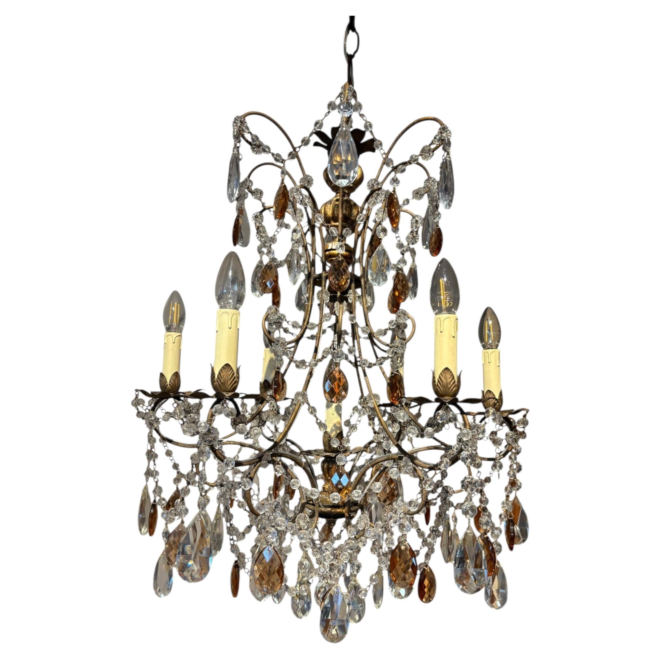 Antique Crystal Italian Chandelier, 1950s