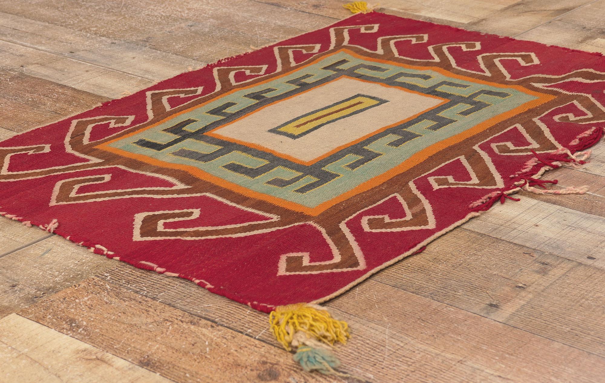 Alfombra de estilo navajo de Germantown de finales del siglo XIX con estilo del suroeste en Desgastado estado para la venta en Dallas, TX