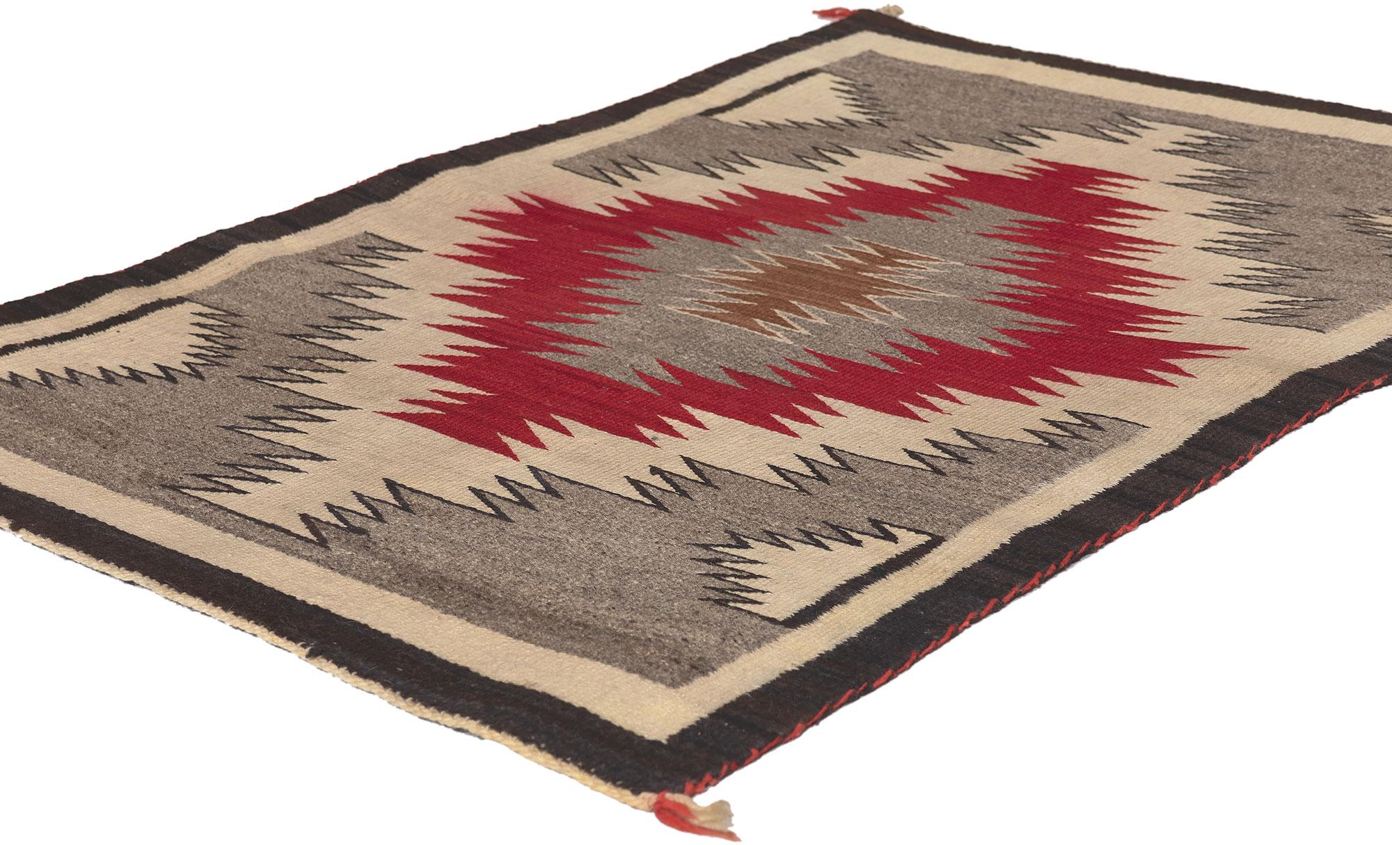 78639 Antique Eye Dazzler Navajo Rug, 02'05 x 03'09.
Southwest style meets casual modern in this handwoven antique Navajo rug. The striking Eye Dazzler design and earthy colorway woven into this piece work together creating a modern desert or even