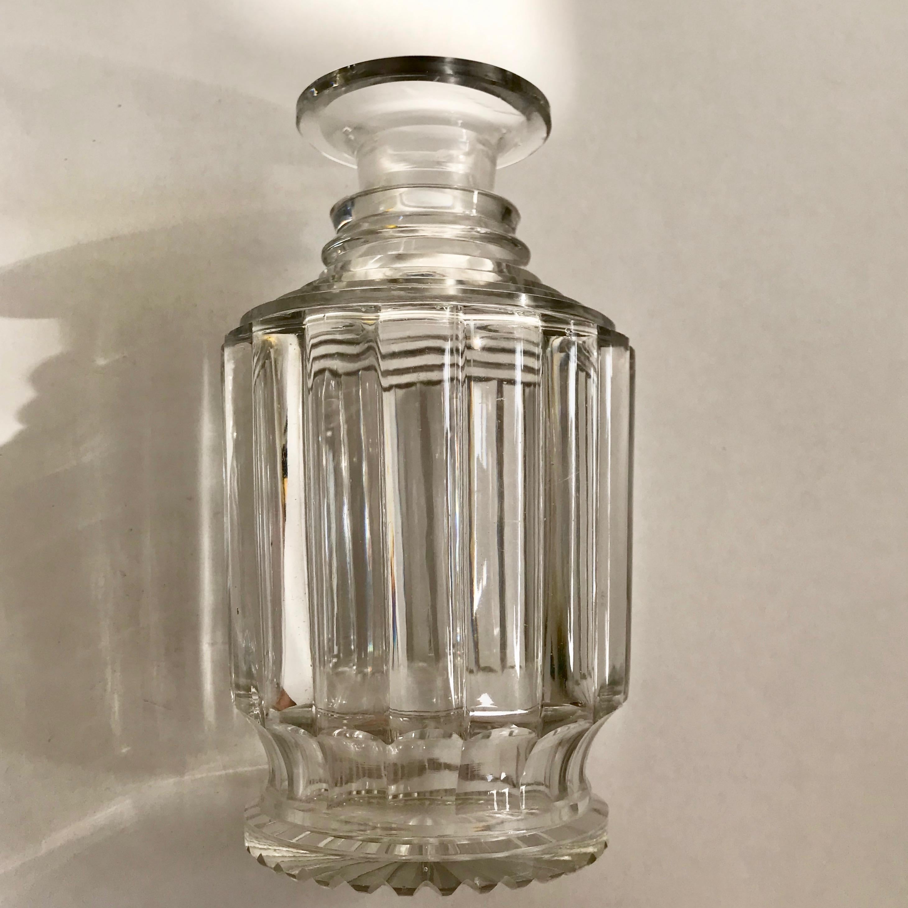 Mid-19th Century Antique Step Cut Crystal Decanter For Sale