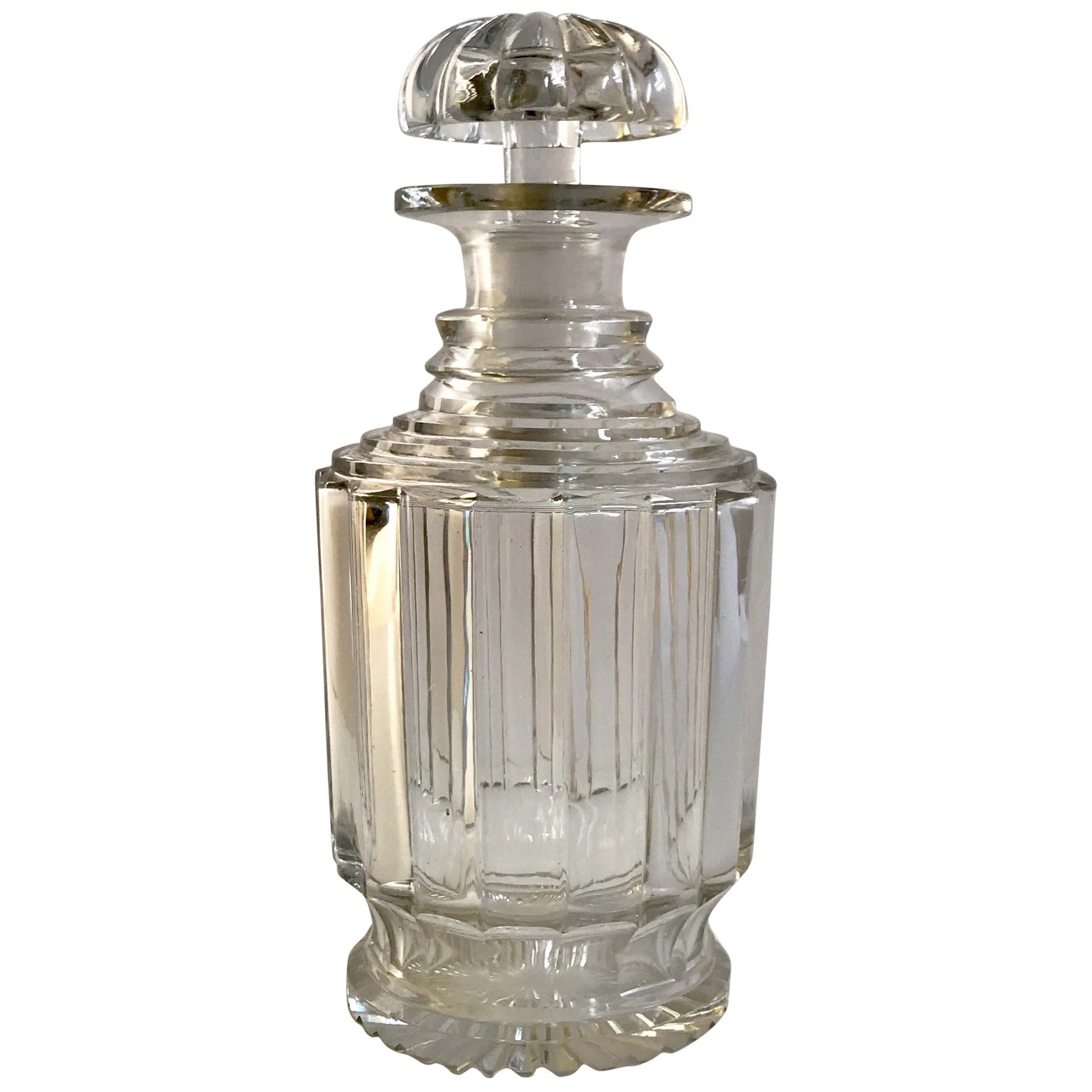 Antique Step Cut Crystal Decanter For Sale