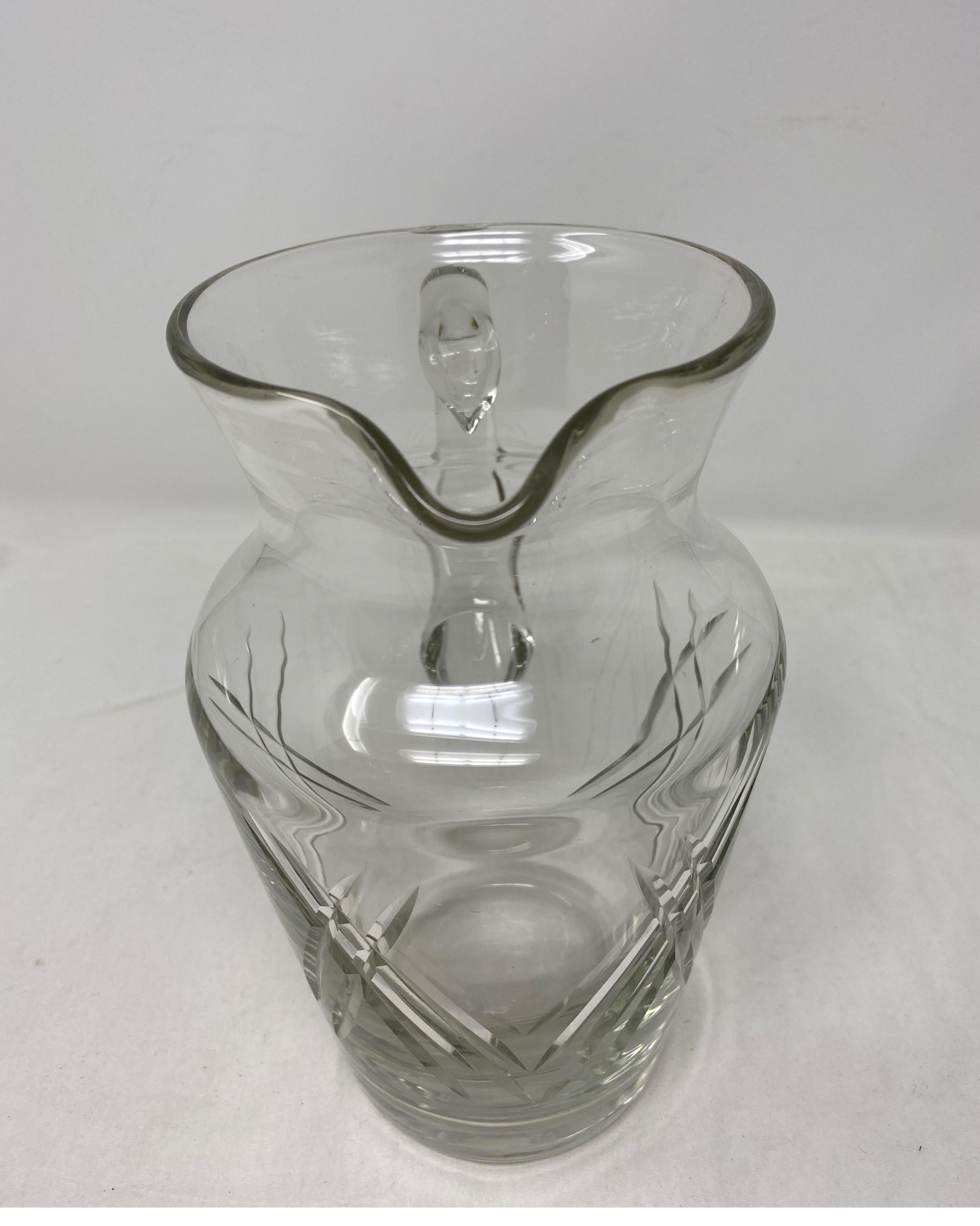 Antique Crystal Pitcher In Good Condition For Sale In Houston, TX