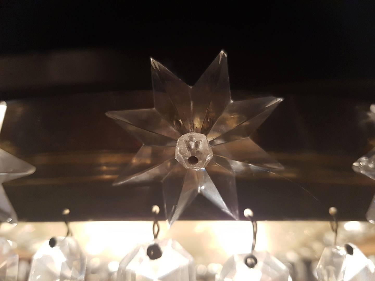 Antique Crystal Plafonniere with Star Shaped Crystal Ornaments For Sale 4