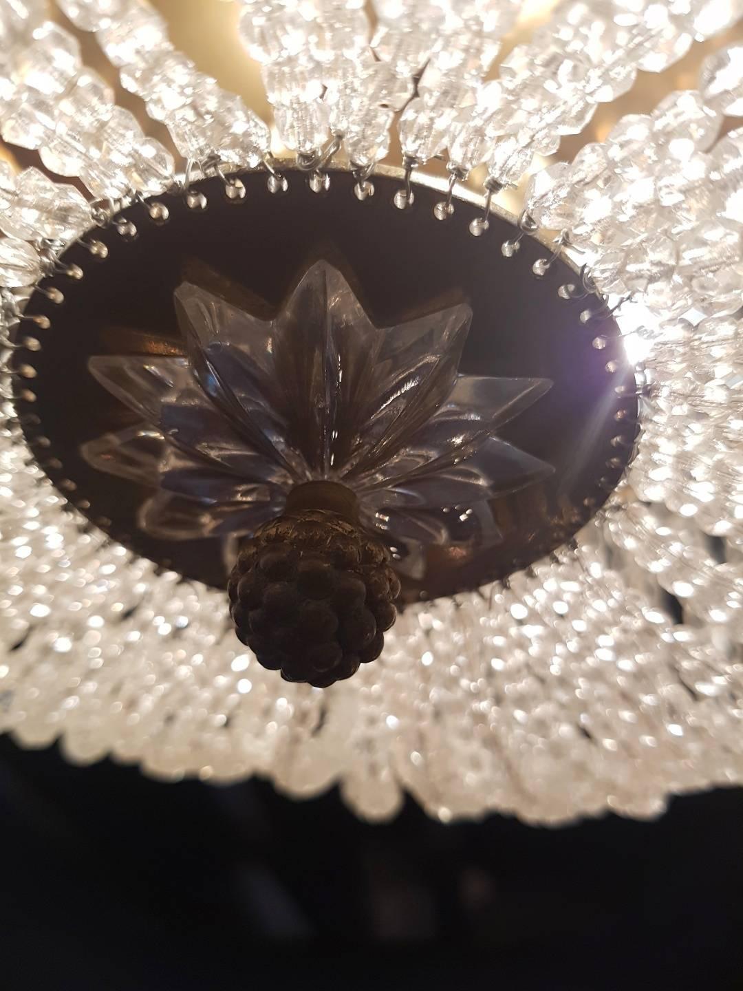 Antique Crystal Plafonniere with Star Shaped Crystal Ornaments For Sale 2