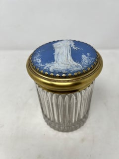 Antique Crystal Powder Jar with Wedgwood Cover