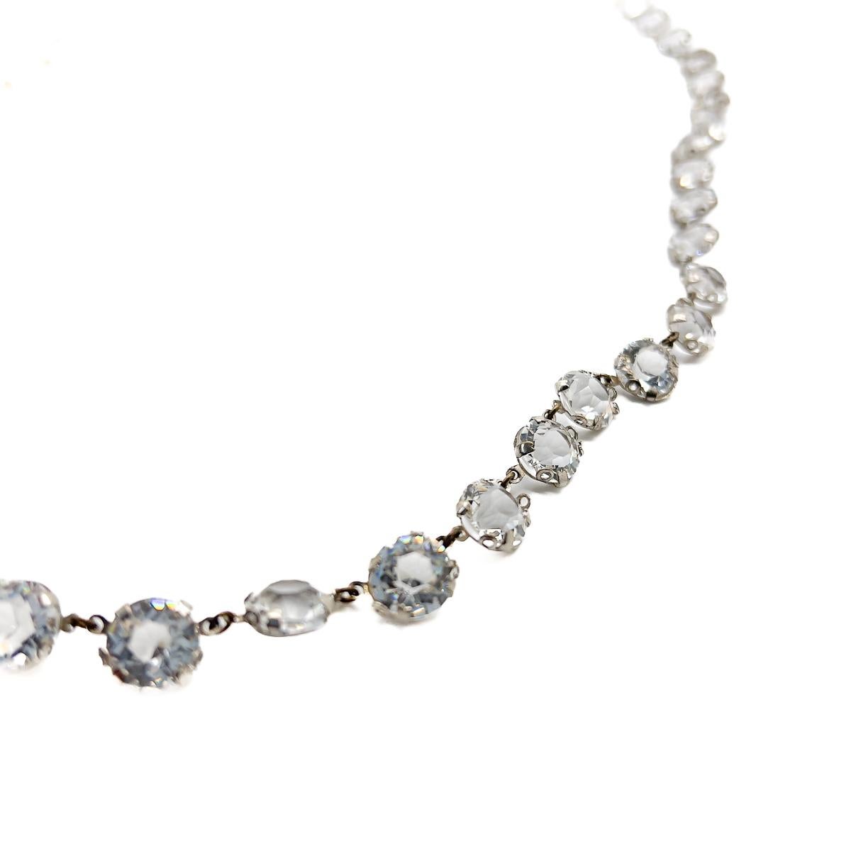 Antique Crystal Riviere Necklace 1920s In Good Condition For Sale In Wilmslow, GB