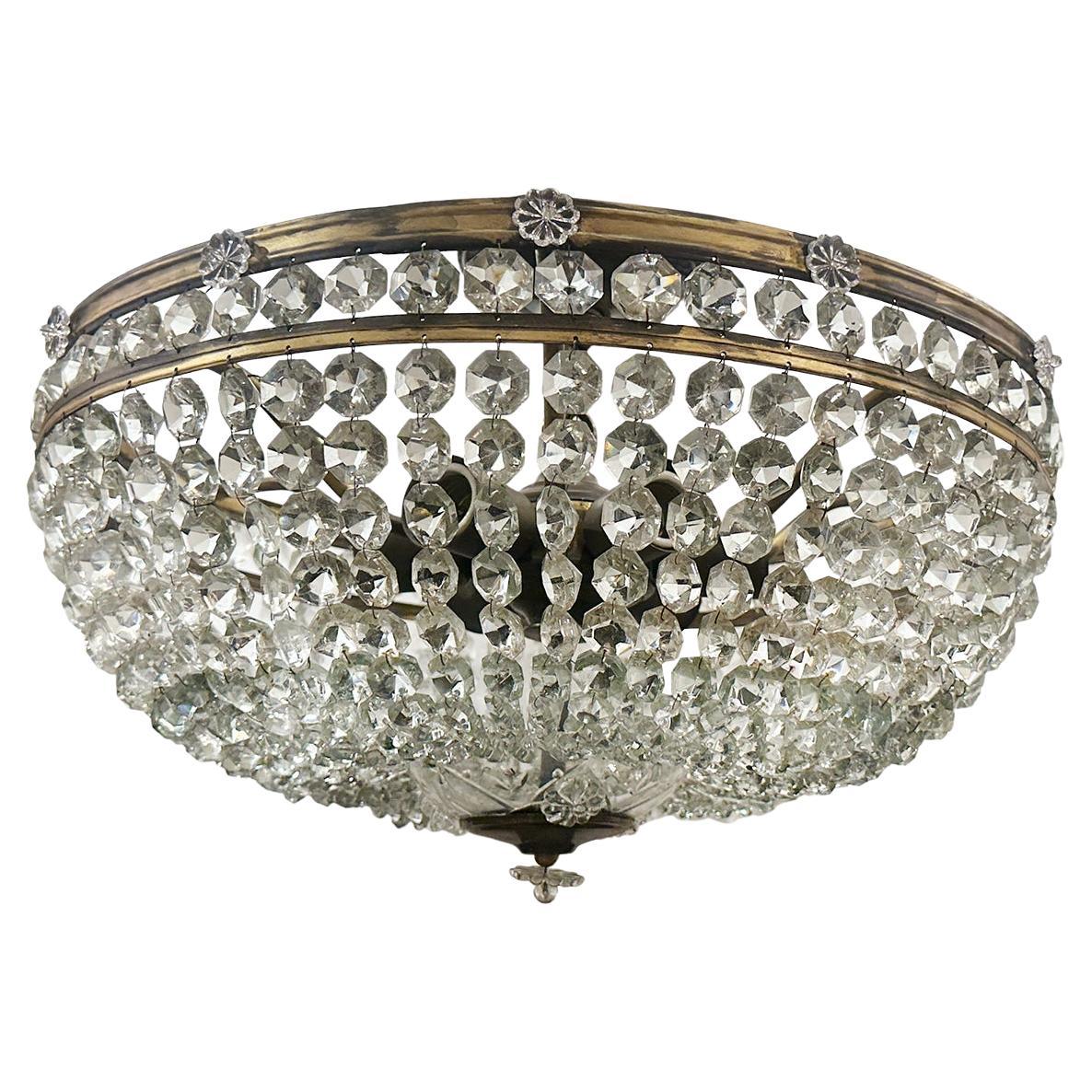 Antique Crystal Semi Flush Light