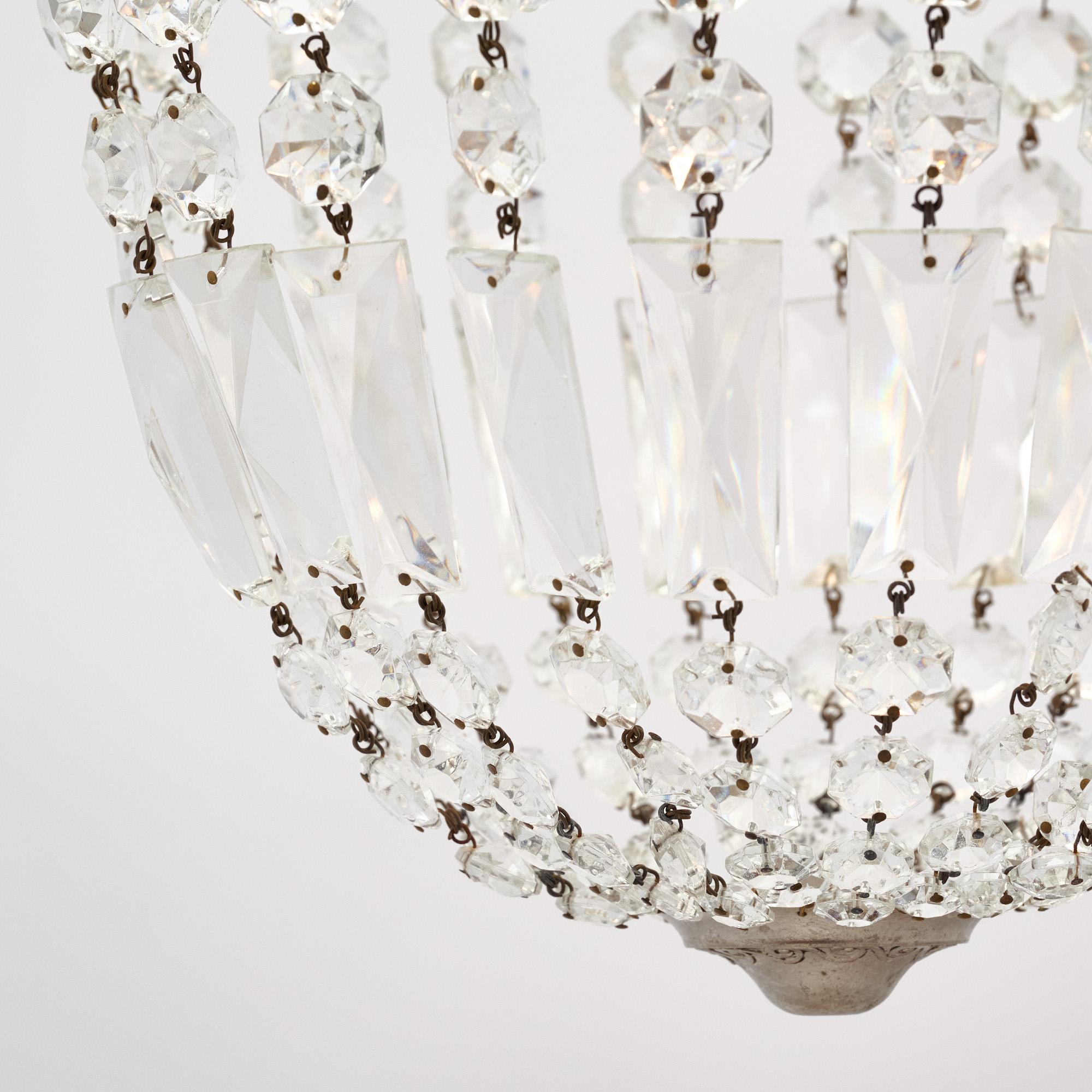 Lampadario in cristallo antico A. Silver In condizioni buone in vendita a Austin, TX