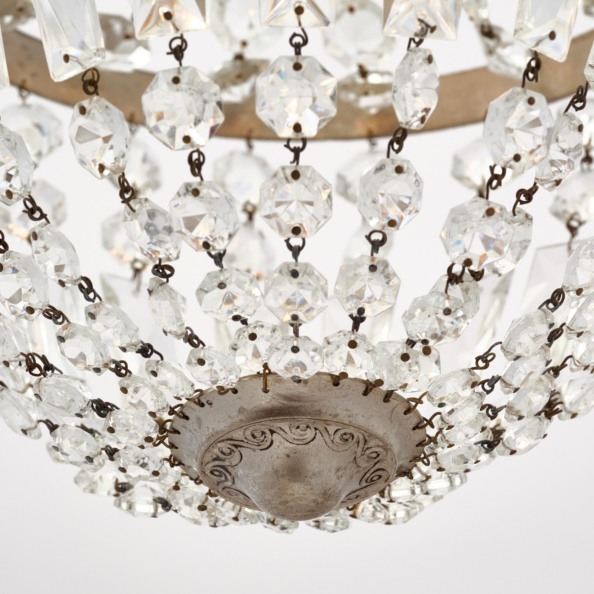 Metallo Lampadario in cristallo antico A. Silver in vendita