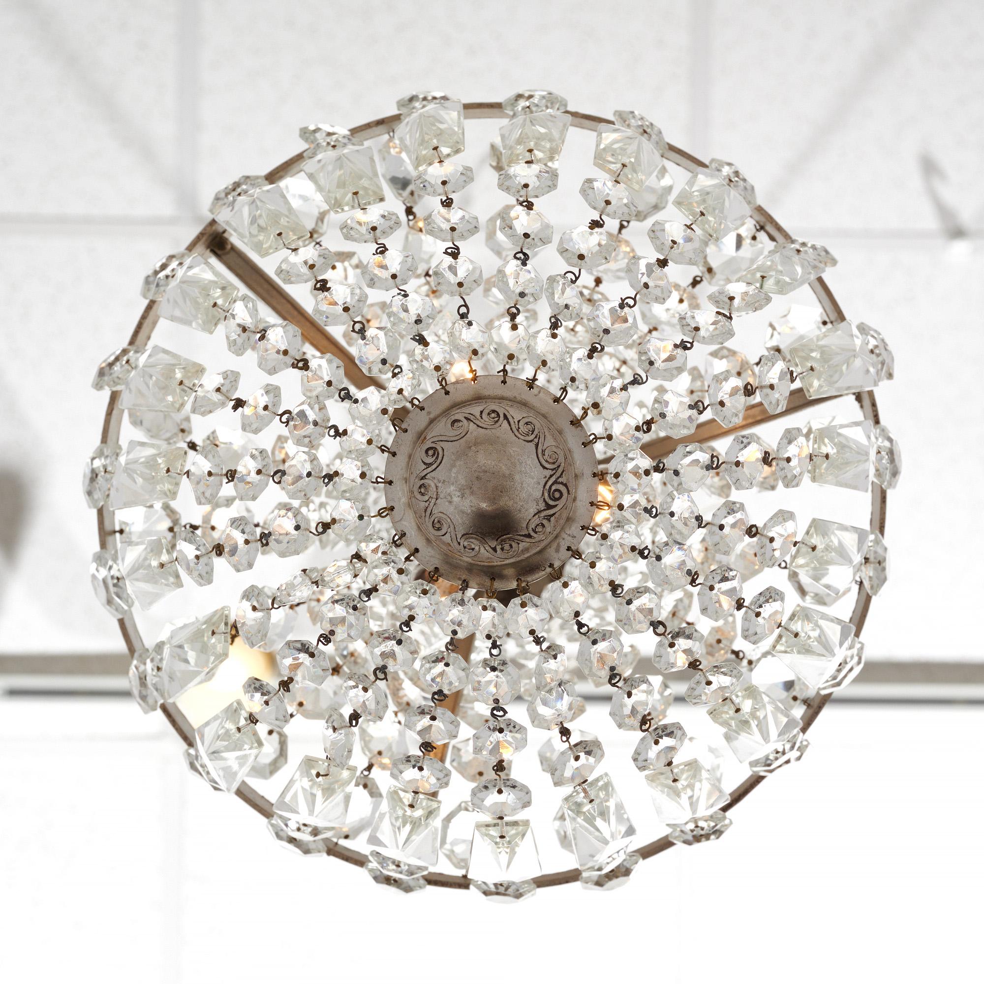 Lampadario in cristallo antico A. Silver in vendita 2