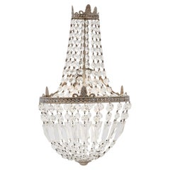 Antique Crystal Silver Chandelier