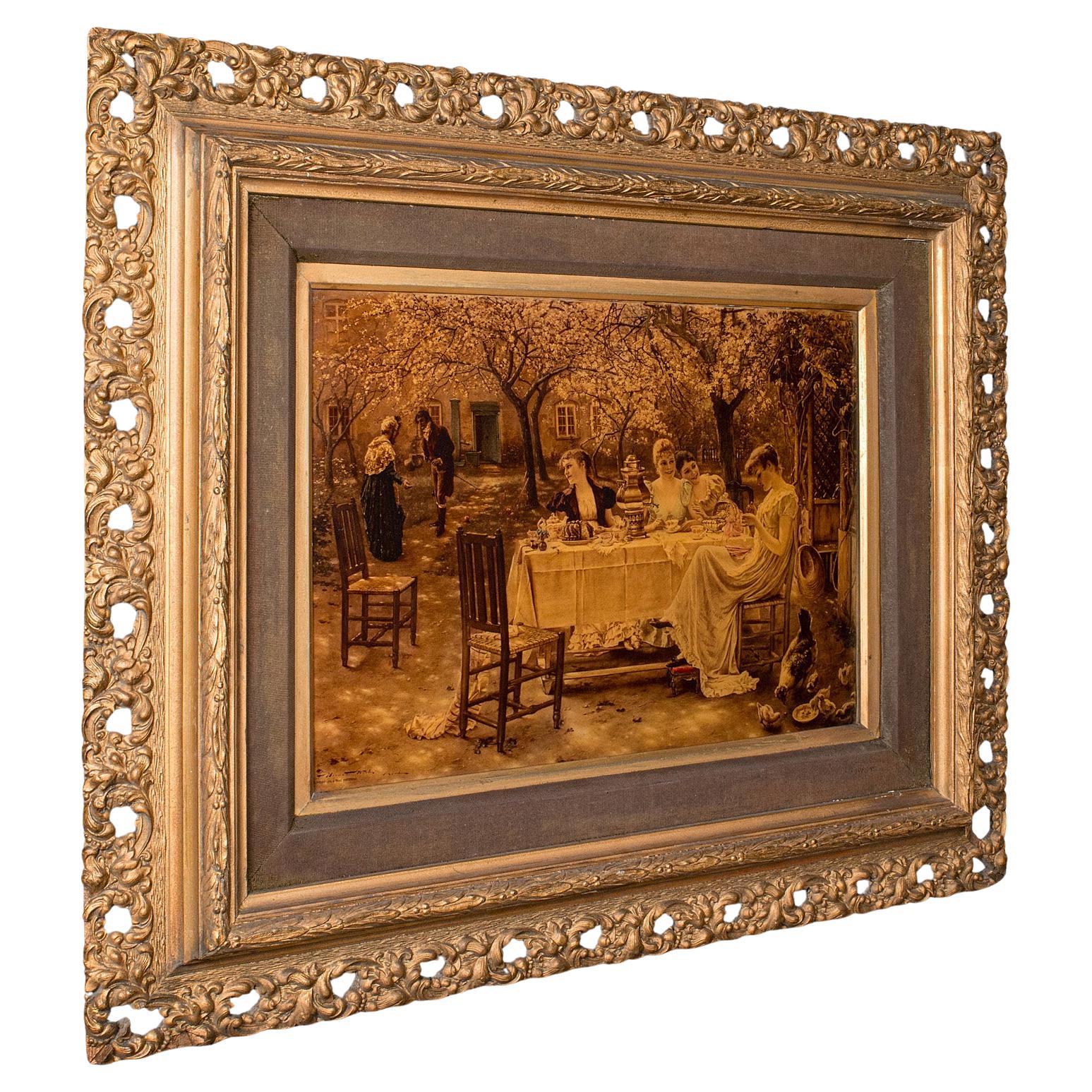 Antique Crystoleum Picture, German, Framed, Mezzotint Painting, Art, Victorian