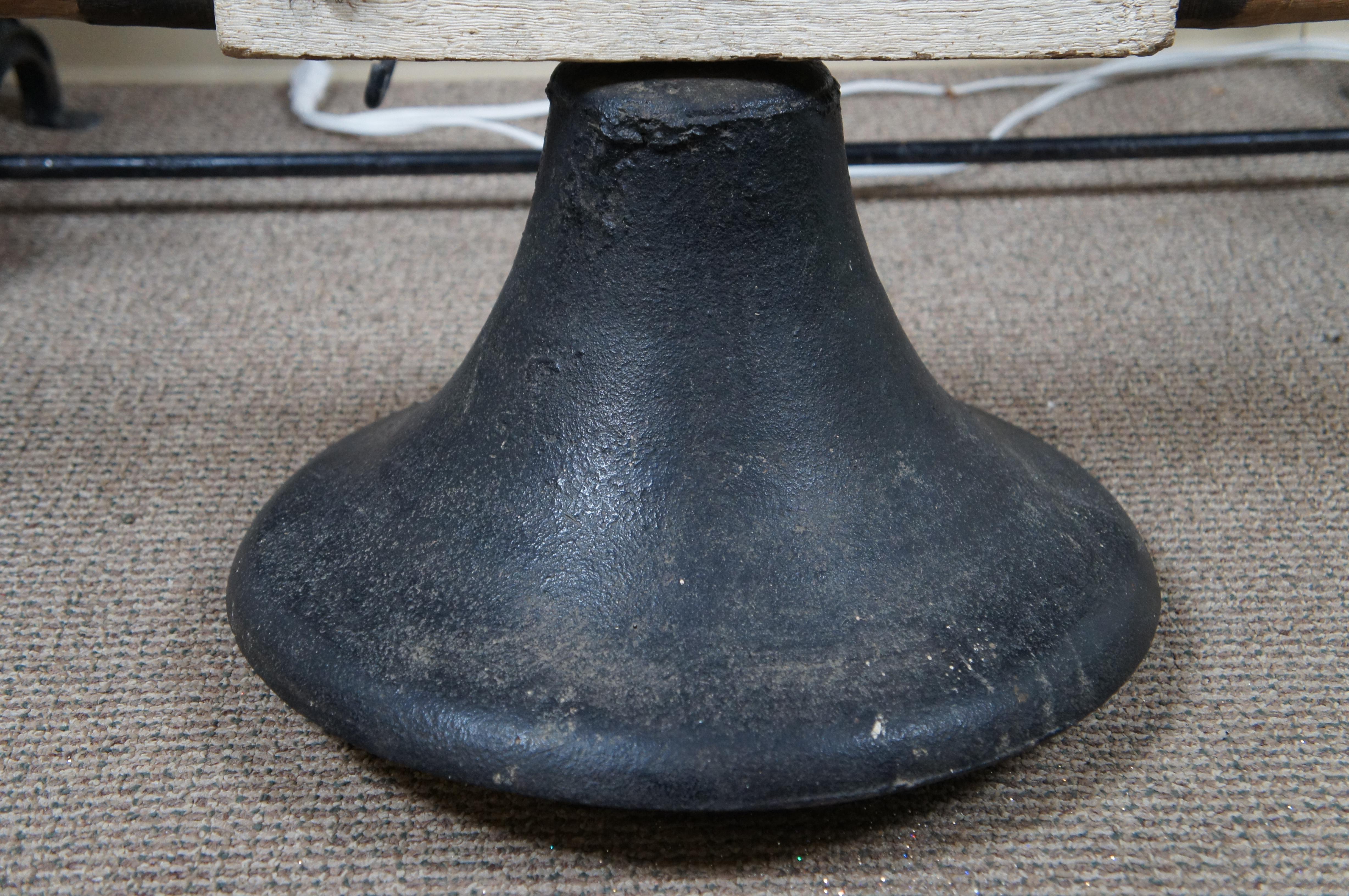 Antique CS Bell Crystal Metal No 2 Cast Iron Farm Dinner Bell & Upright 25