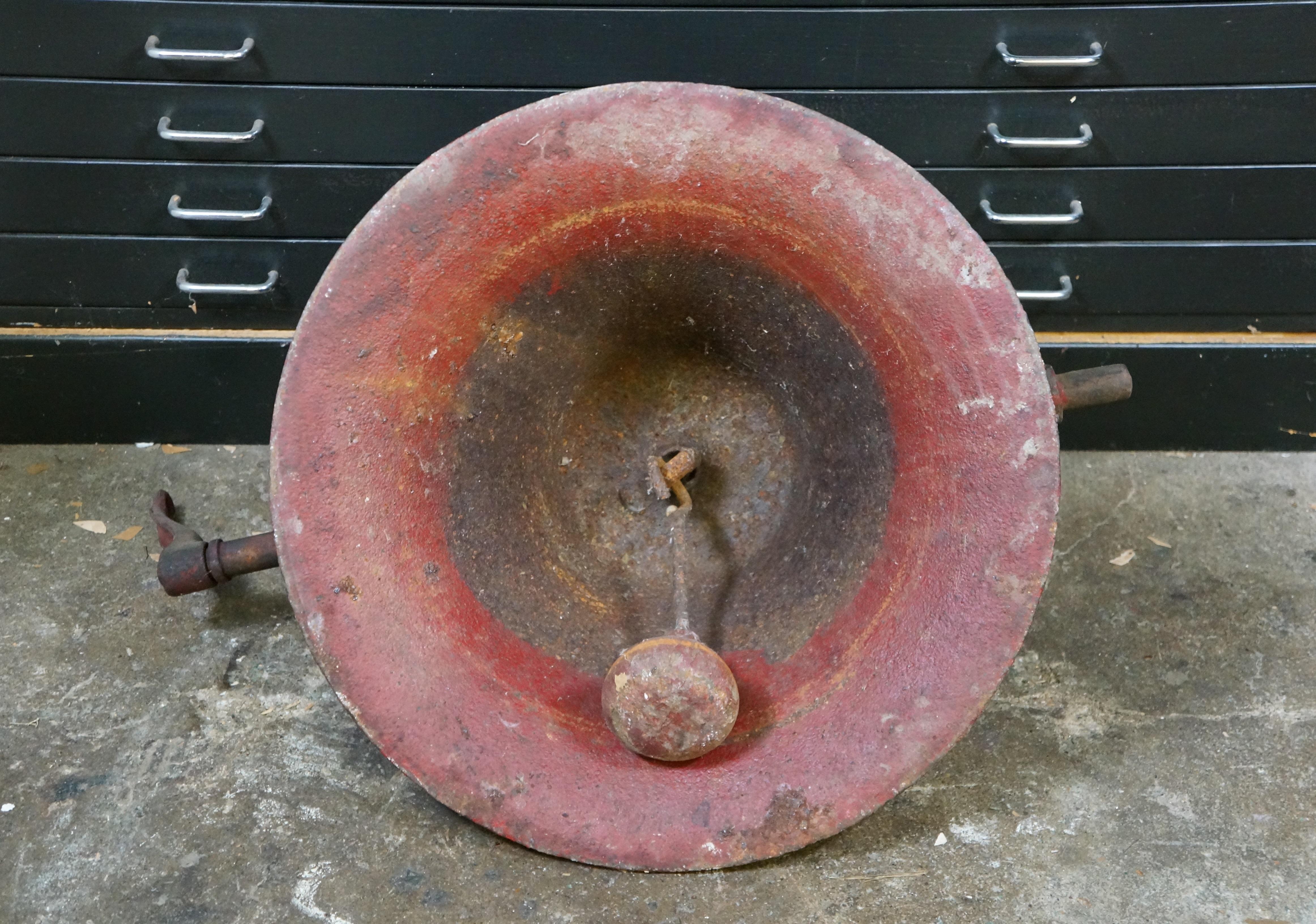 Antique CS Bell Red Cast Iron #4 Farmhouse Yoke School Church Dinner Bell 28