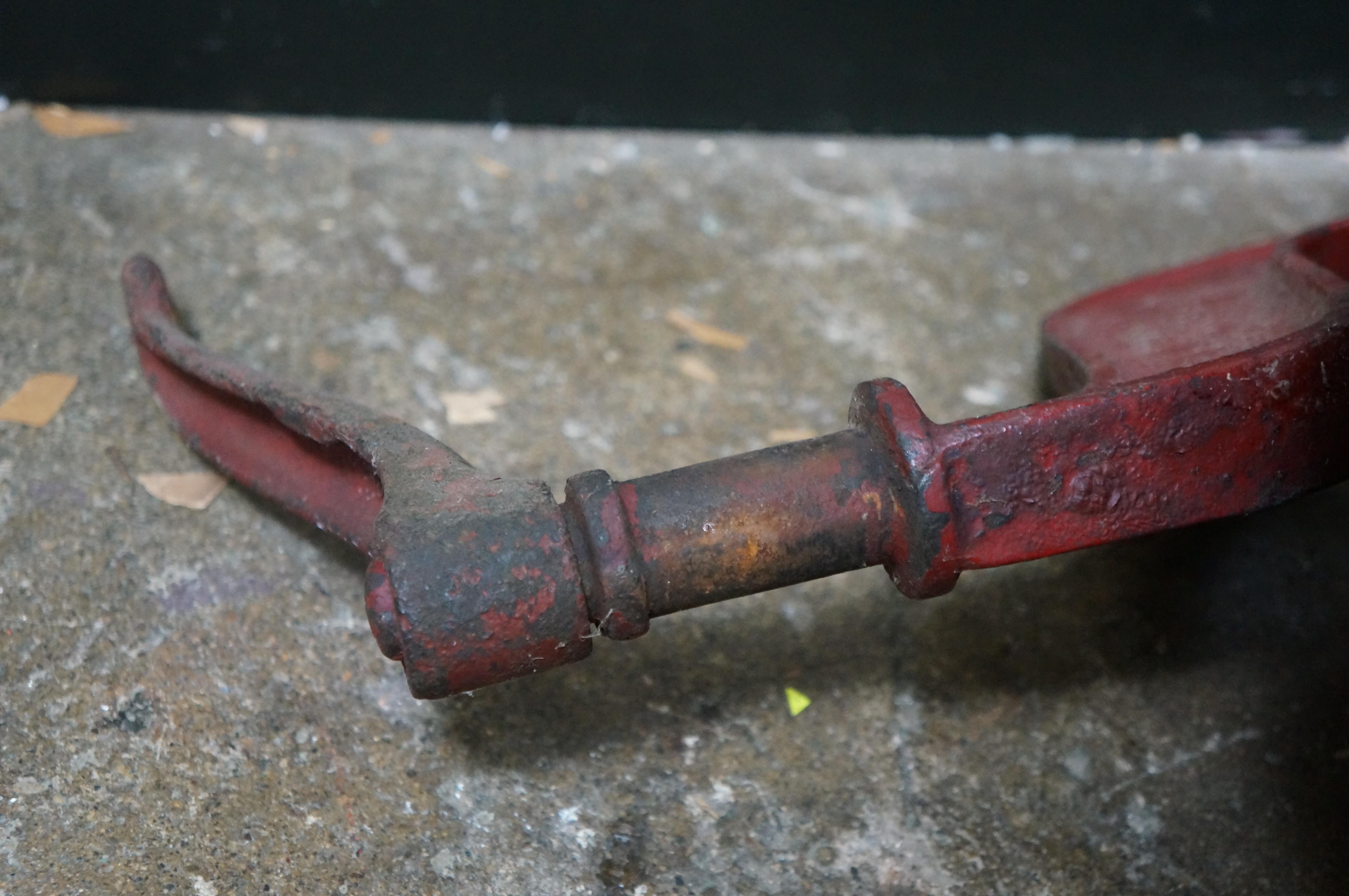 Antique CS Bell Red Cast Iron #4 Farmhouse Yoke School Church Dinner Bell 28