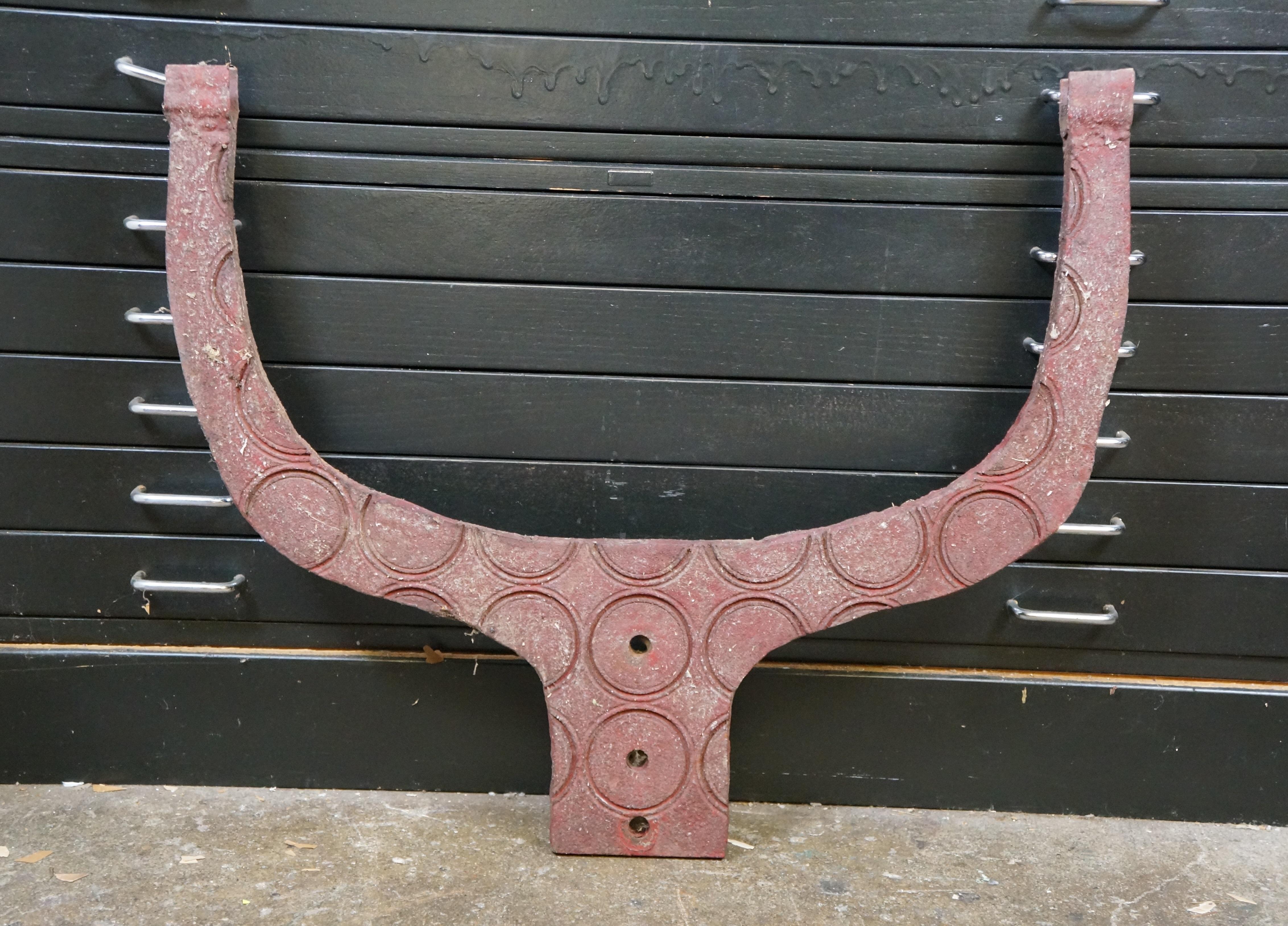 Antique CS Bell Red Cast Iron #4 Farmhouse Yoke School Church Dinner Bell 28