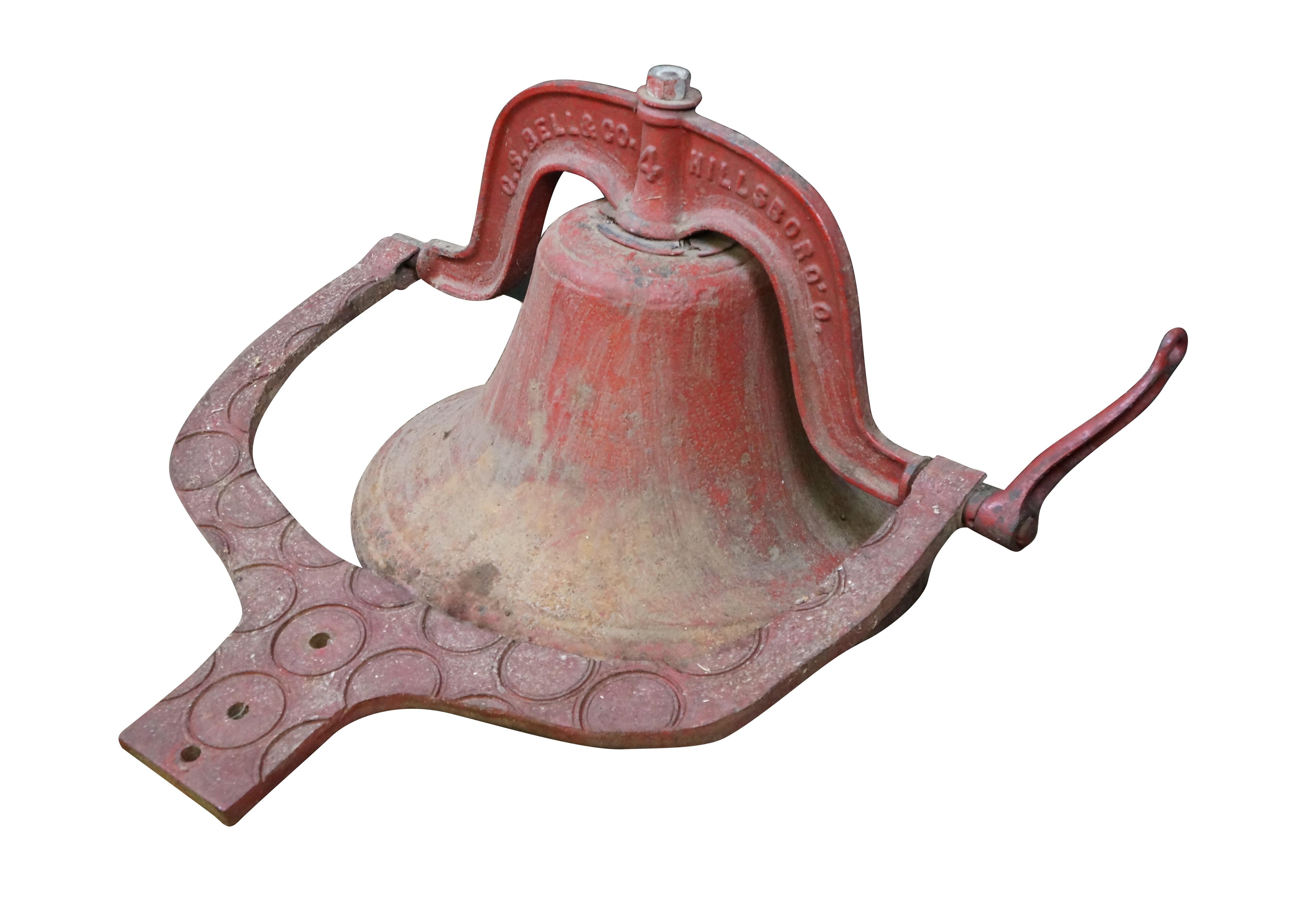 American Classical Antique CS Bell Red Cast Iron #4 Farmhouse Yoke School Church Dinner Bell 28