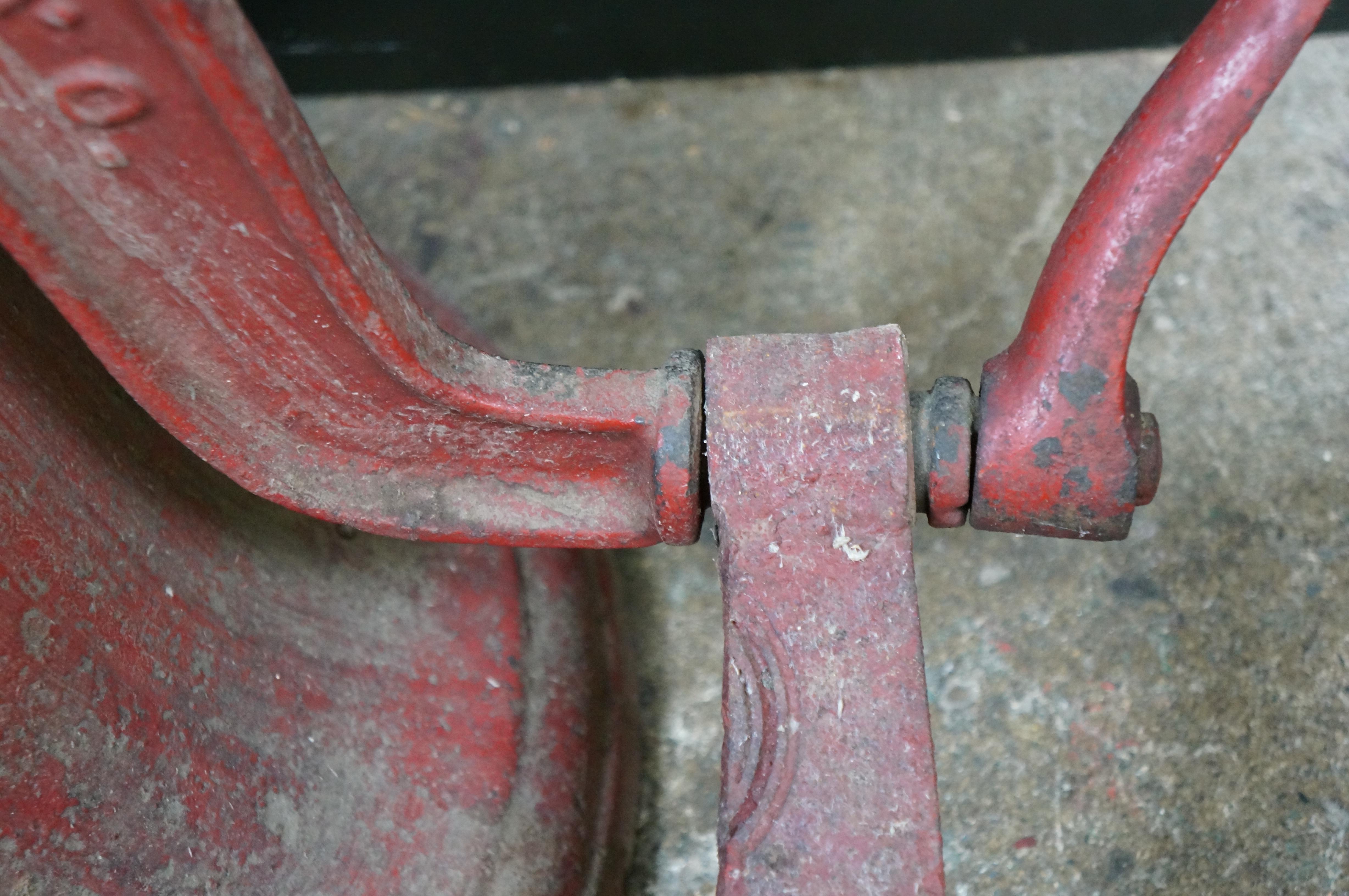 American Antique CS Bell Red Cast Iron #4 Farmhouse Yoke School Church Dinner Bell 28