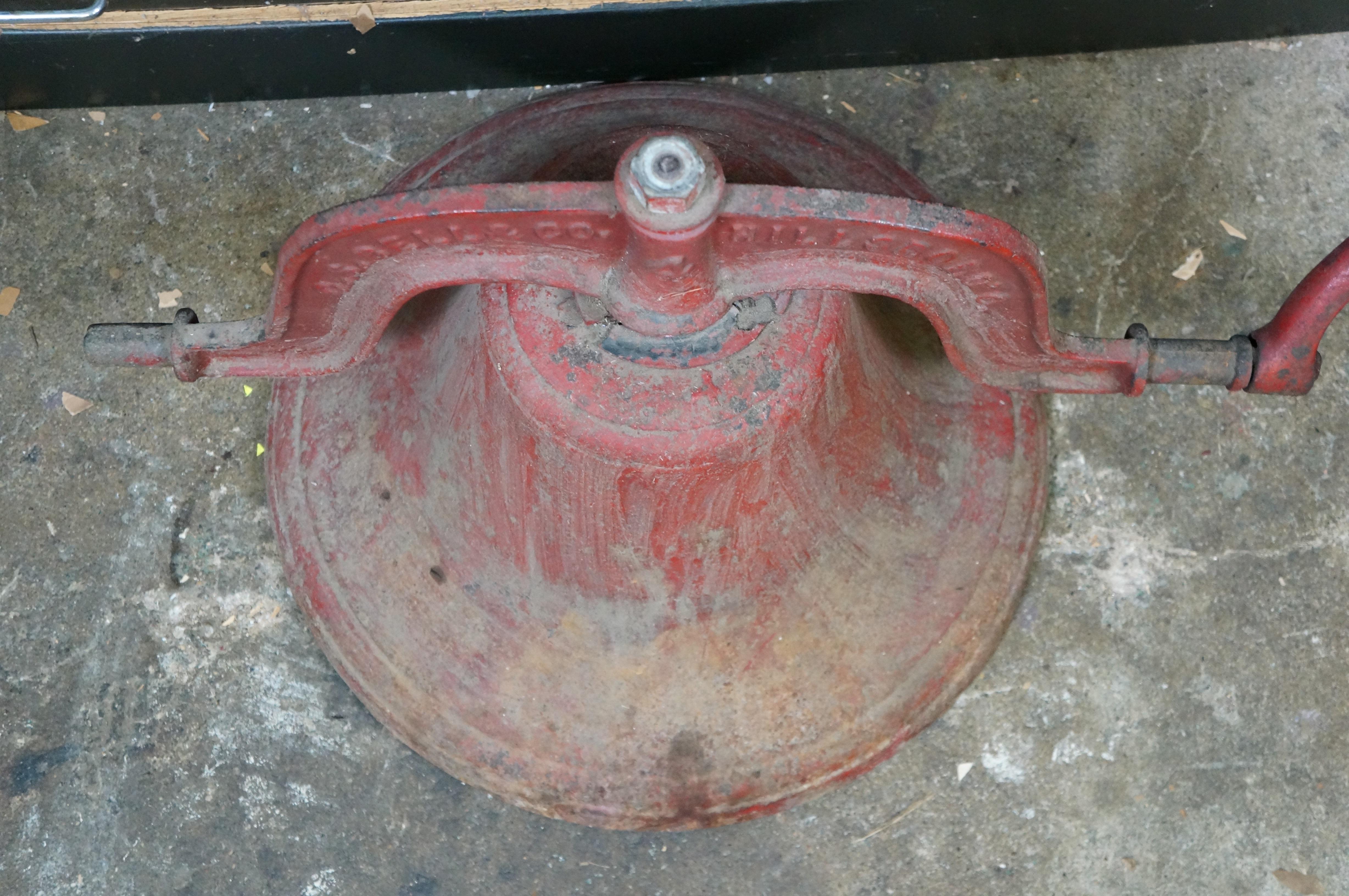 Antique CS Bell Red Cast Iron #4 Farmhouse Yoke School Church Dinner Bell 28