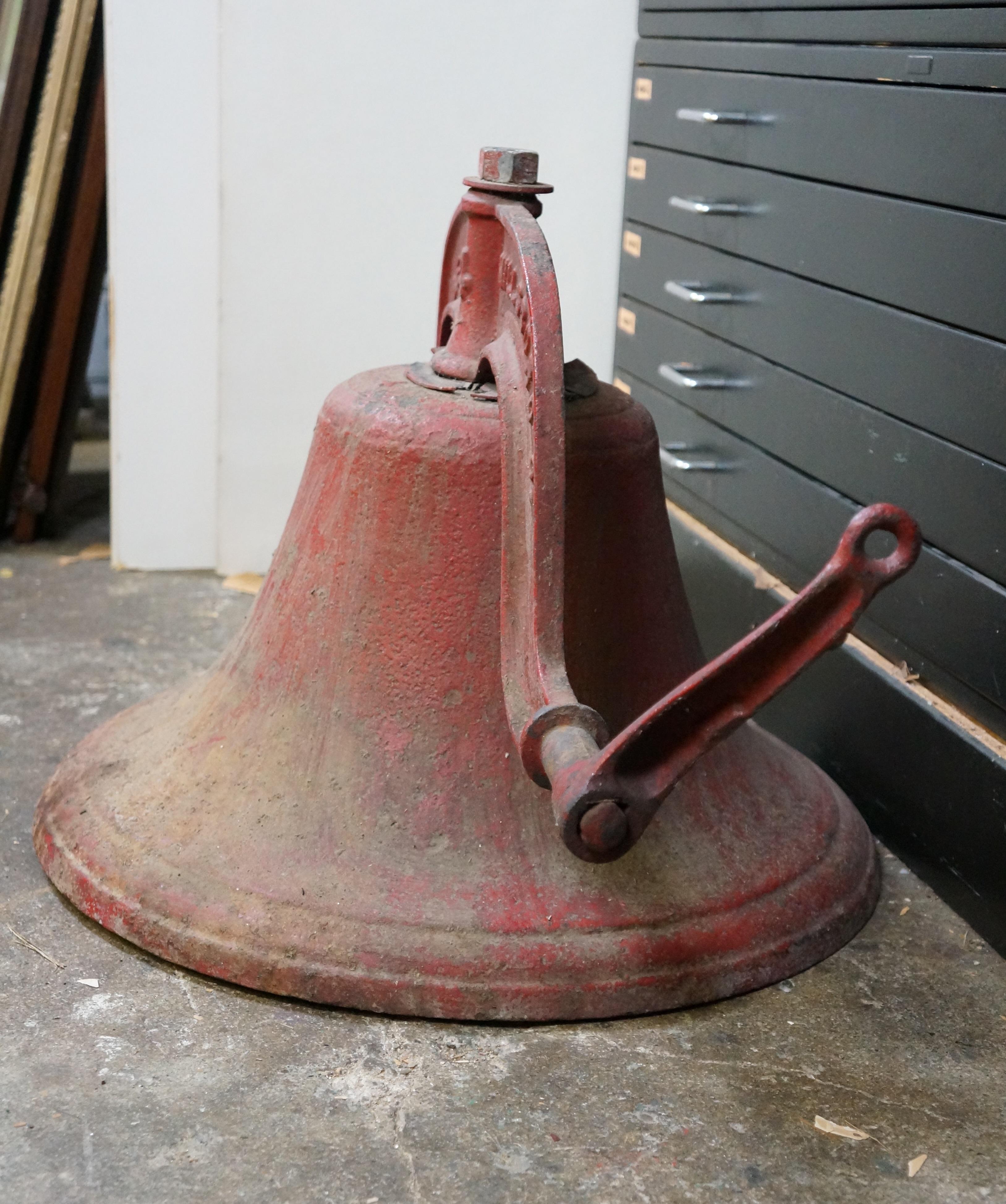Antique CS Bell Red Cast Iron #4 Farmhouse Yoke School Church Dinner Bell 28