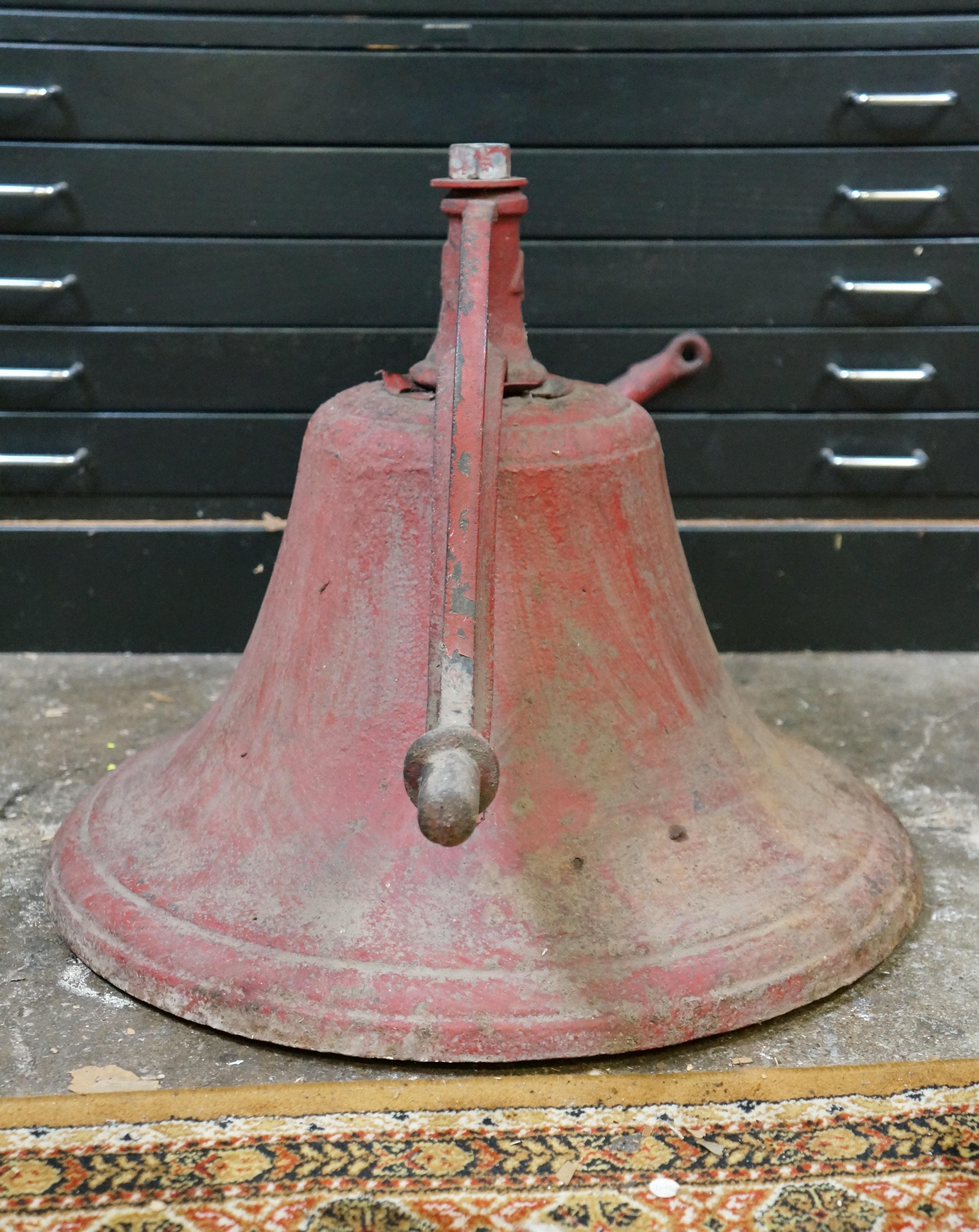Antique CS Bell Red Cast Iron #4 Farmhouse Yoke School Church Dinner Bell 28