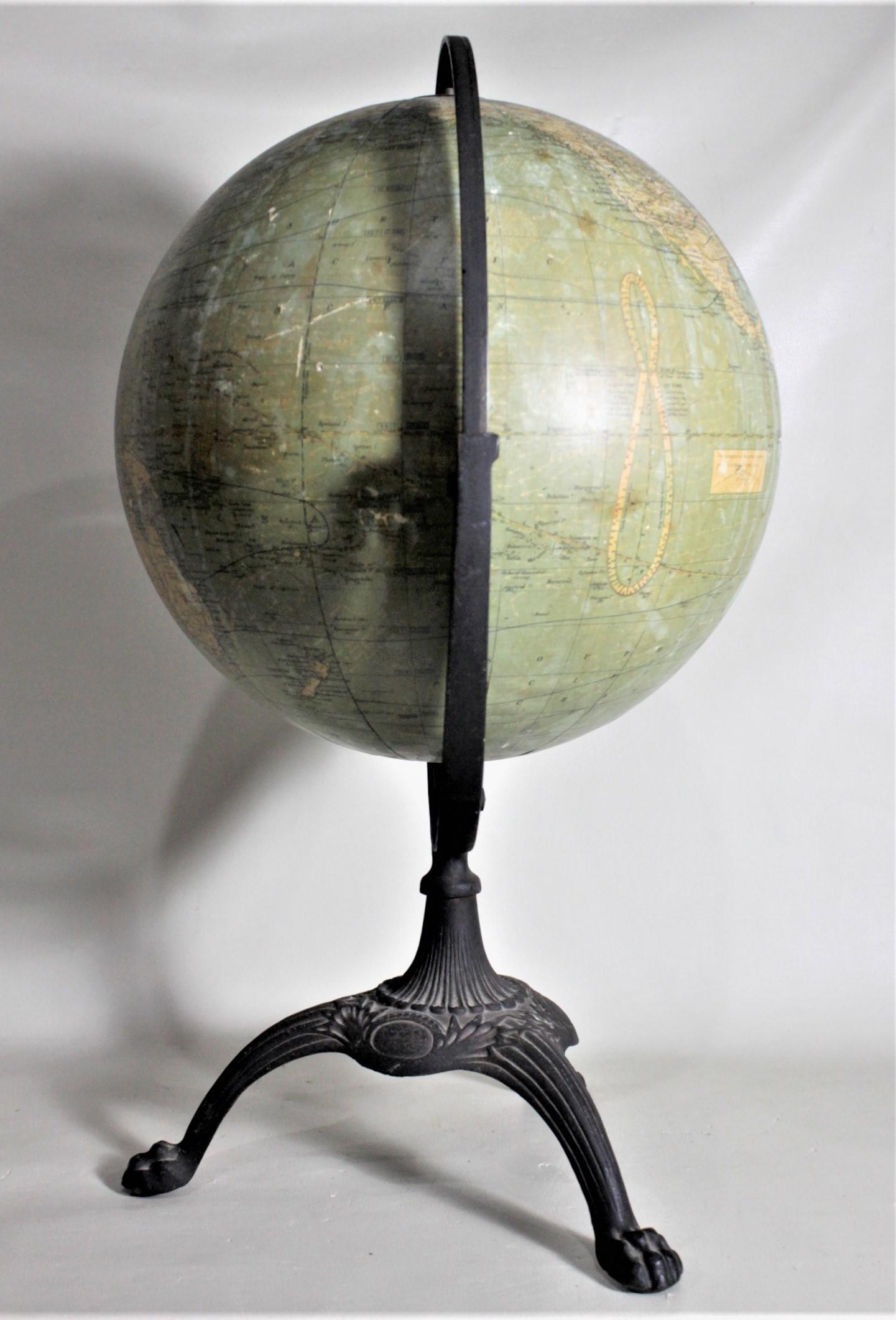 American Antique C.S. Hammonds Terrestrial Desk Globe with Cast Iron Base & Frame