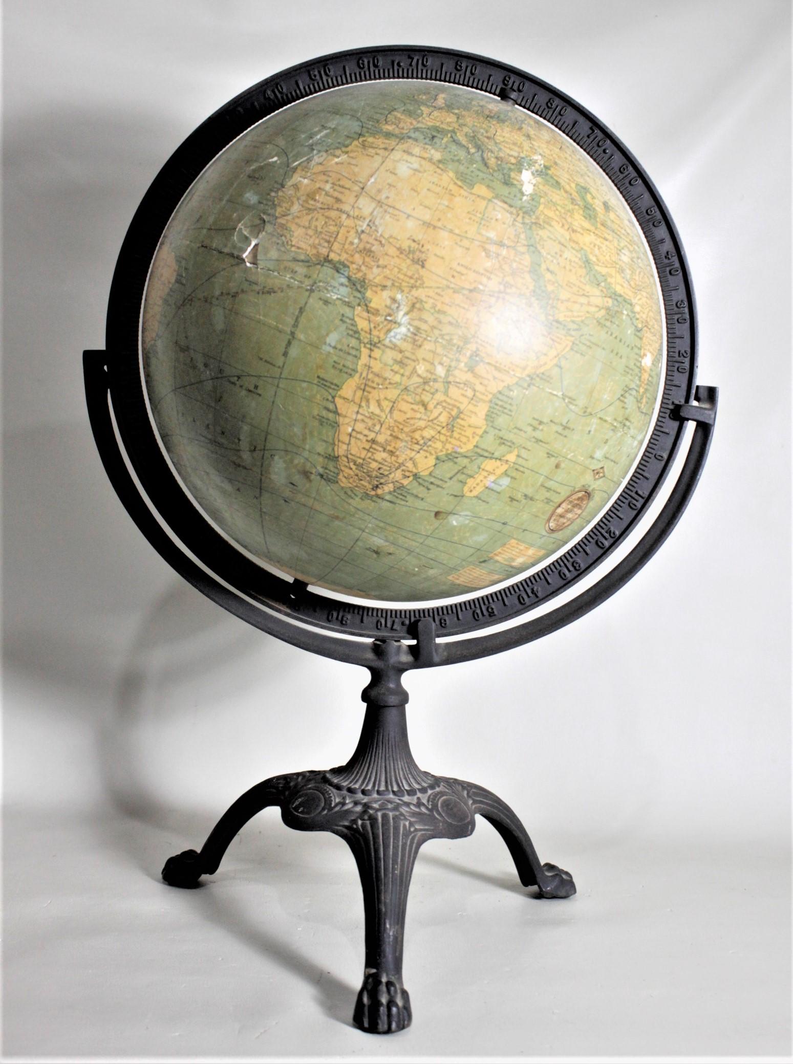 20th Century Antique C.S. Hammonds Terrestrial Desk Globe with Cast Iron Base & Frame
