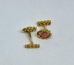 Antique Cufflinks in 18K Yellow Gold with Rhodochrosites by Boucheron Paris