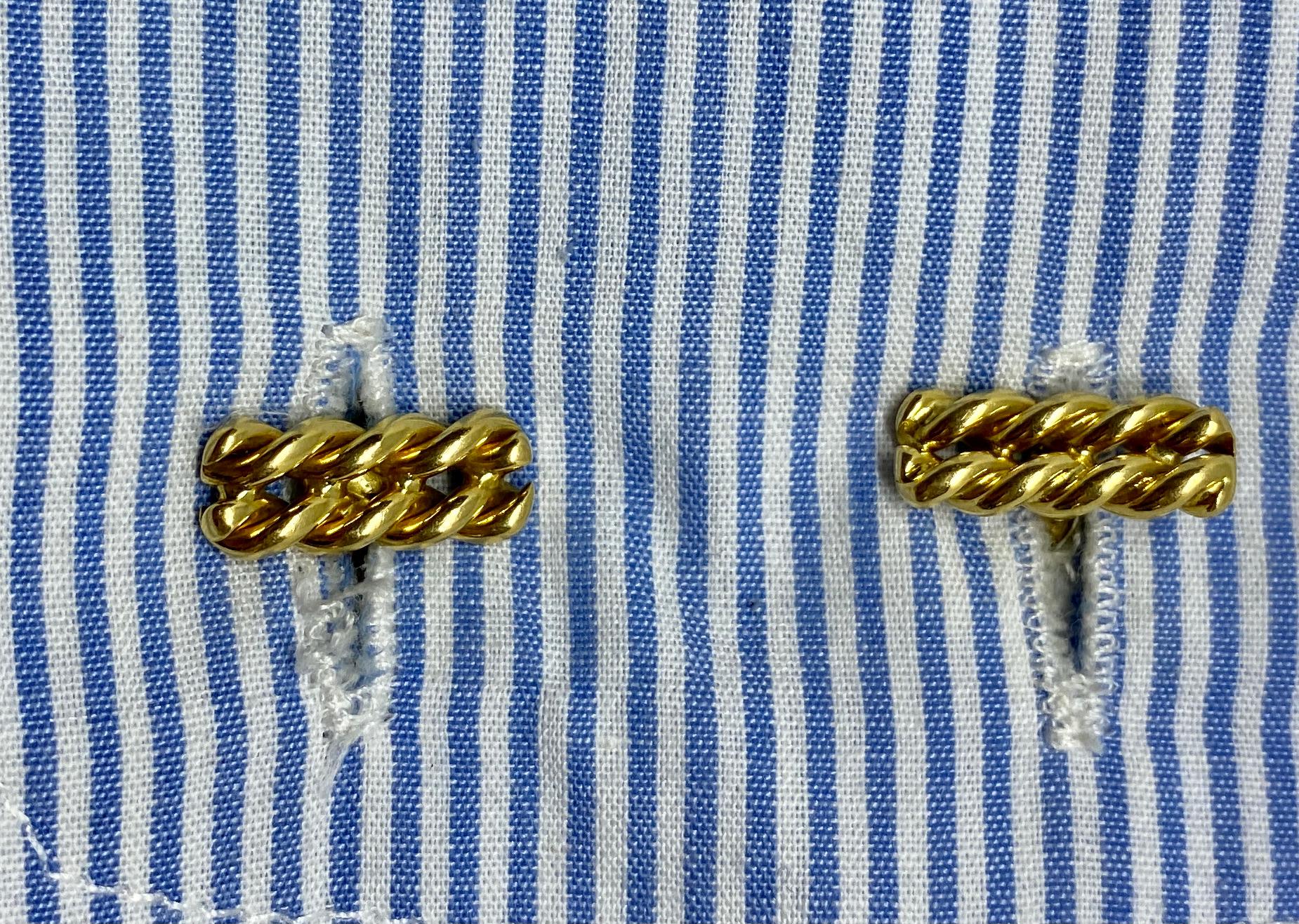 Antique Cufflinks in 18K Yellow Gold with Rhodochrosites by Boucheron Paris In Good Condition For Sale In San Rafael, CA