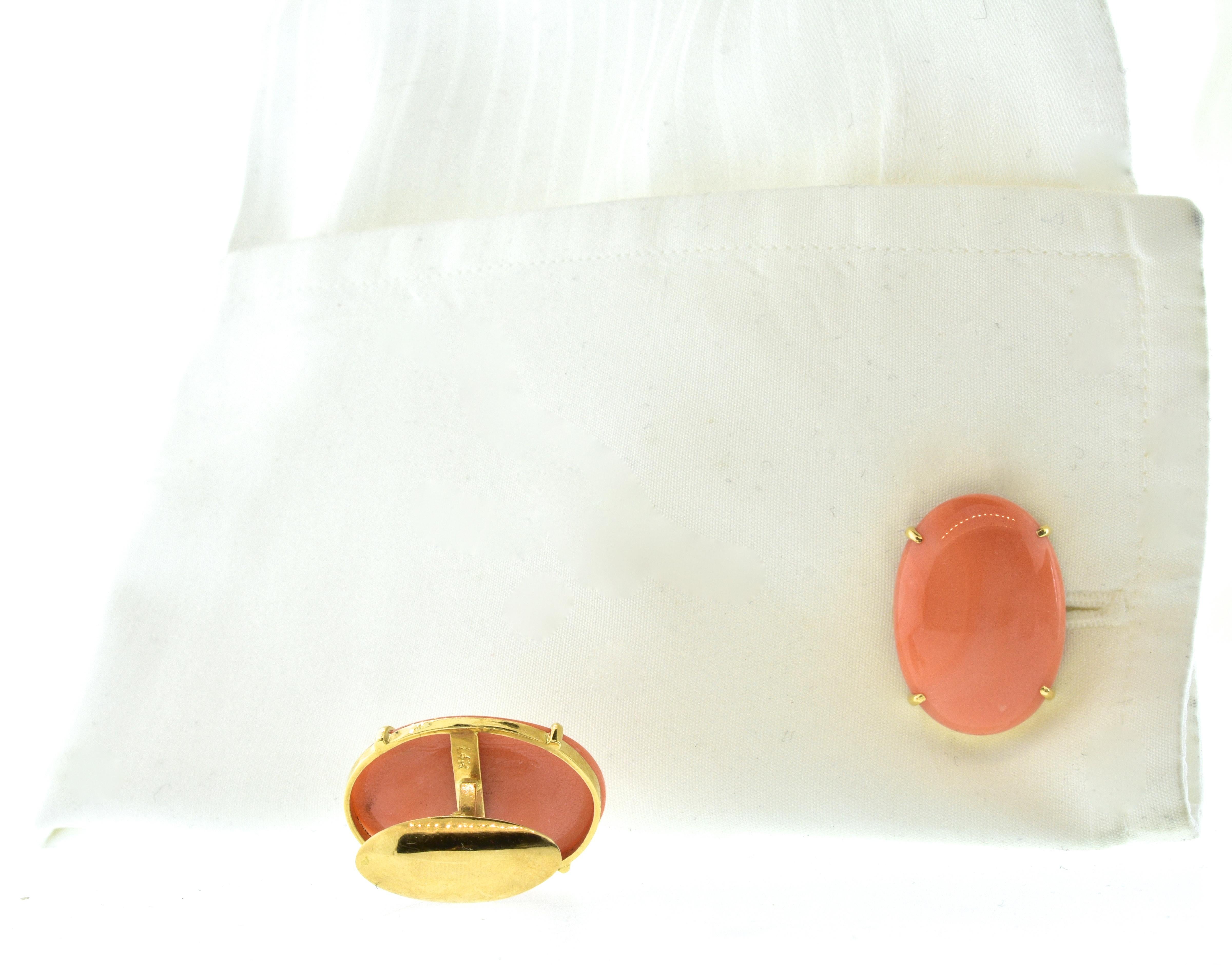 Women's or Men's Antique Cufflinks of Natural Coral, circa 1900