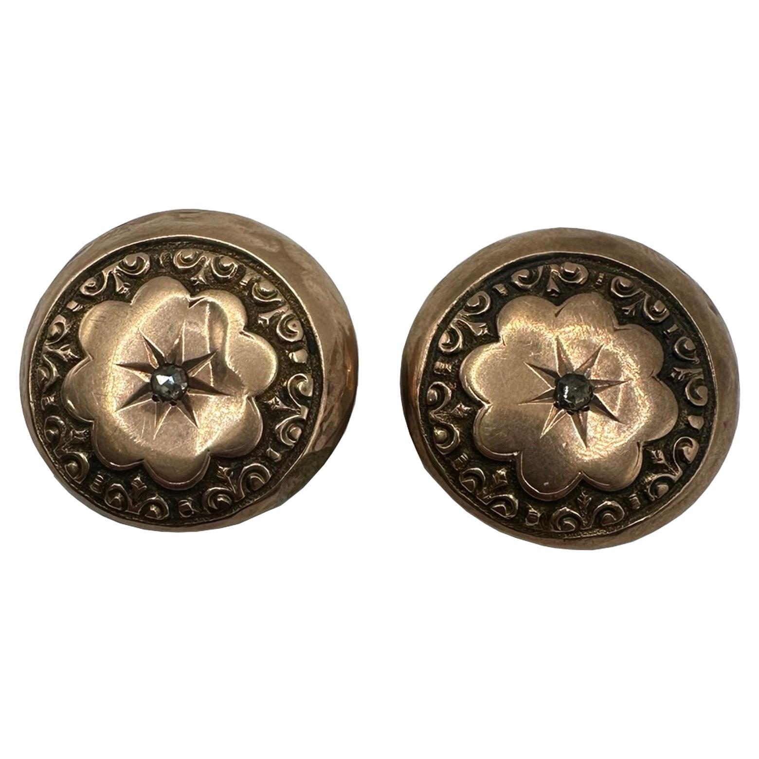 Antique Cufflinks with Diamond Pair For Sale