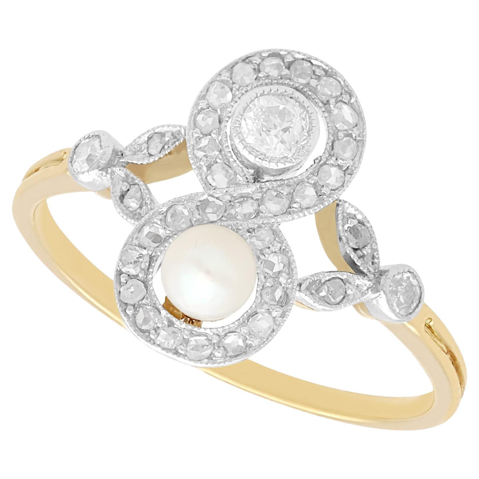 Antike Zuchtperle Diamant 18k Gelbgold Kleid Ring