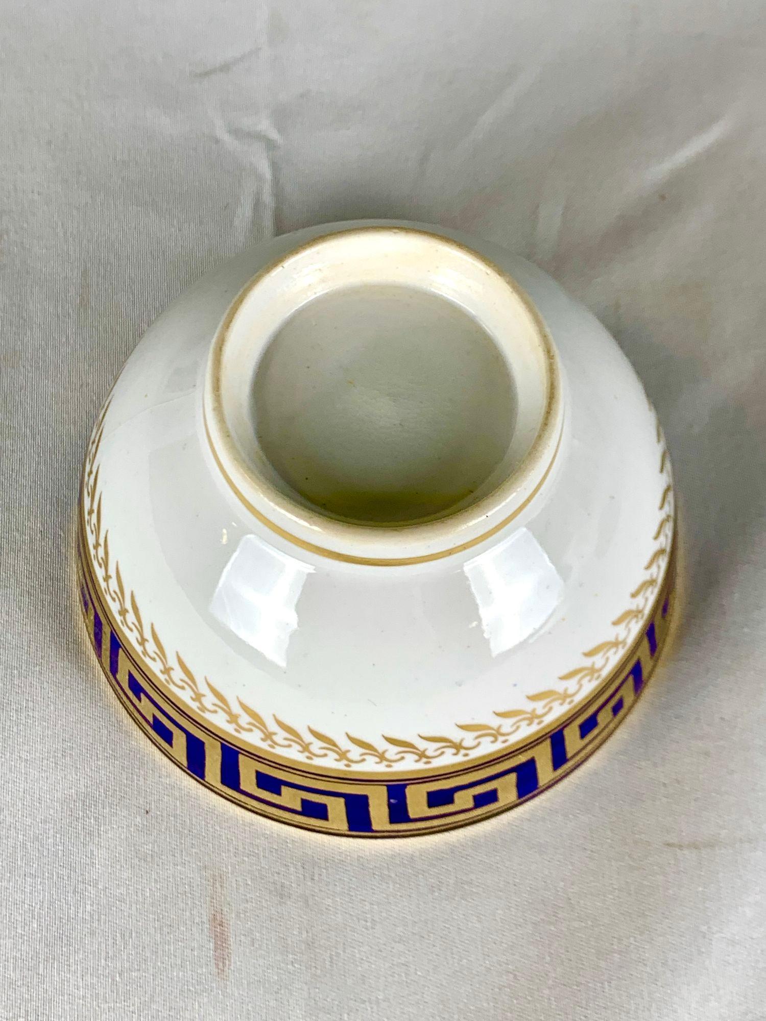 Antique Cup and Saucer English Porcelain Greek Key Pattern Blue Ground Ca.1820 For Sale 4