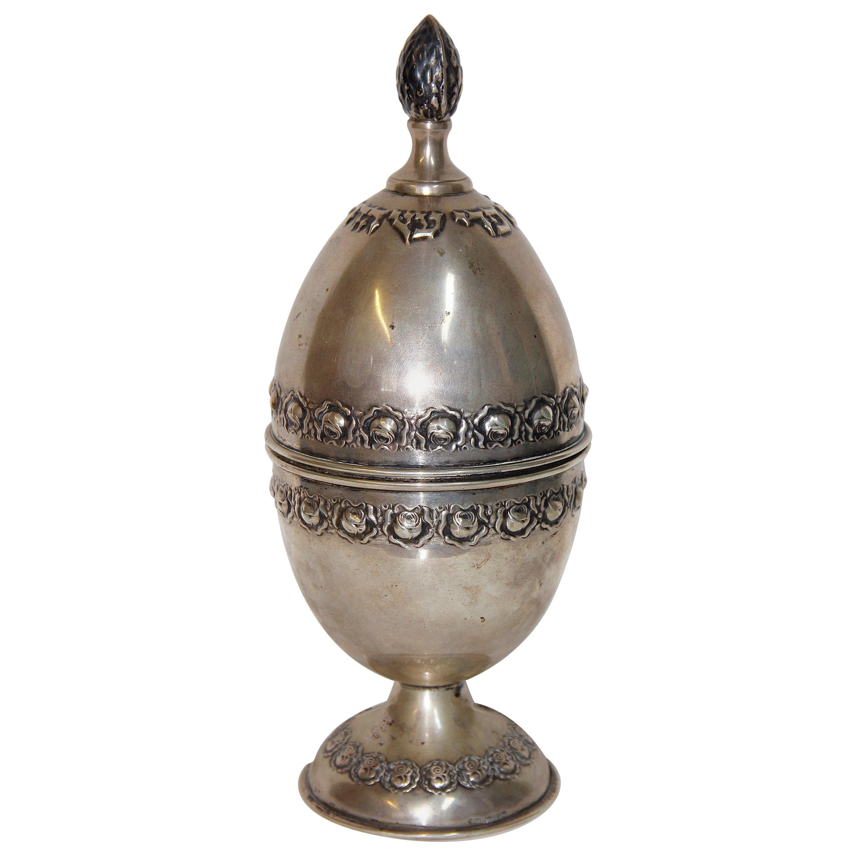 Antique Cup, Mug, "Hazorfim" 800 Silver, Judaica, Hebrew For Sale