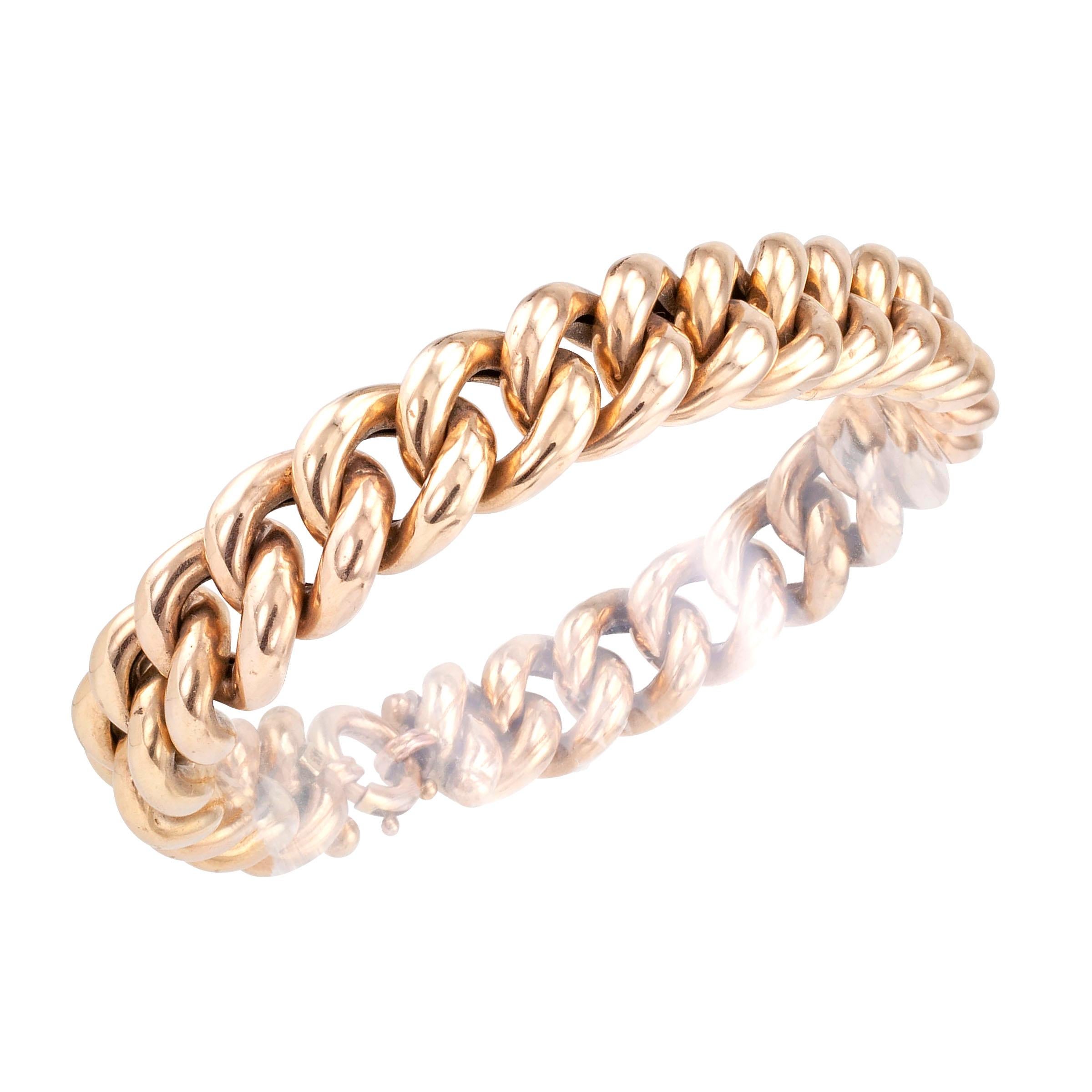 Women's or Men's Antique Curb Link Gold Bracelet