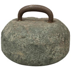 Antique Curling Stone with Fixed Steel Handle