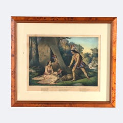 Antique Currier & Ives Hand Tinted Lithograph “Hiawatha’s Wooing” c1860 Antique Currier & Ives Hand Tinted Lithograph “Hiawatha’s Wooing” c1860
