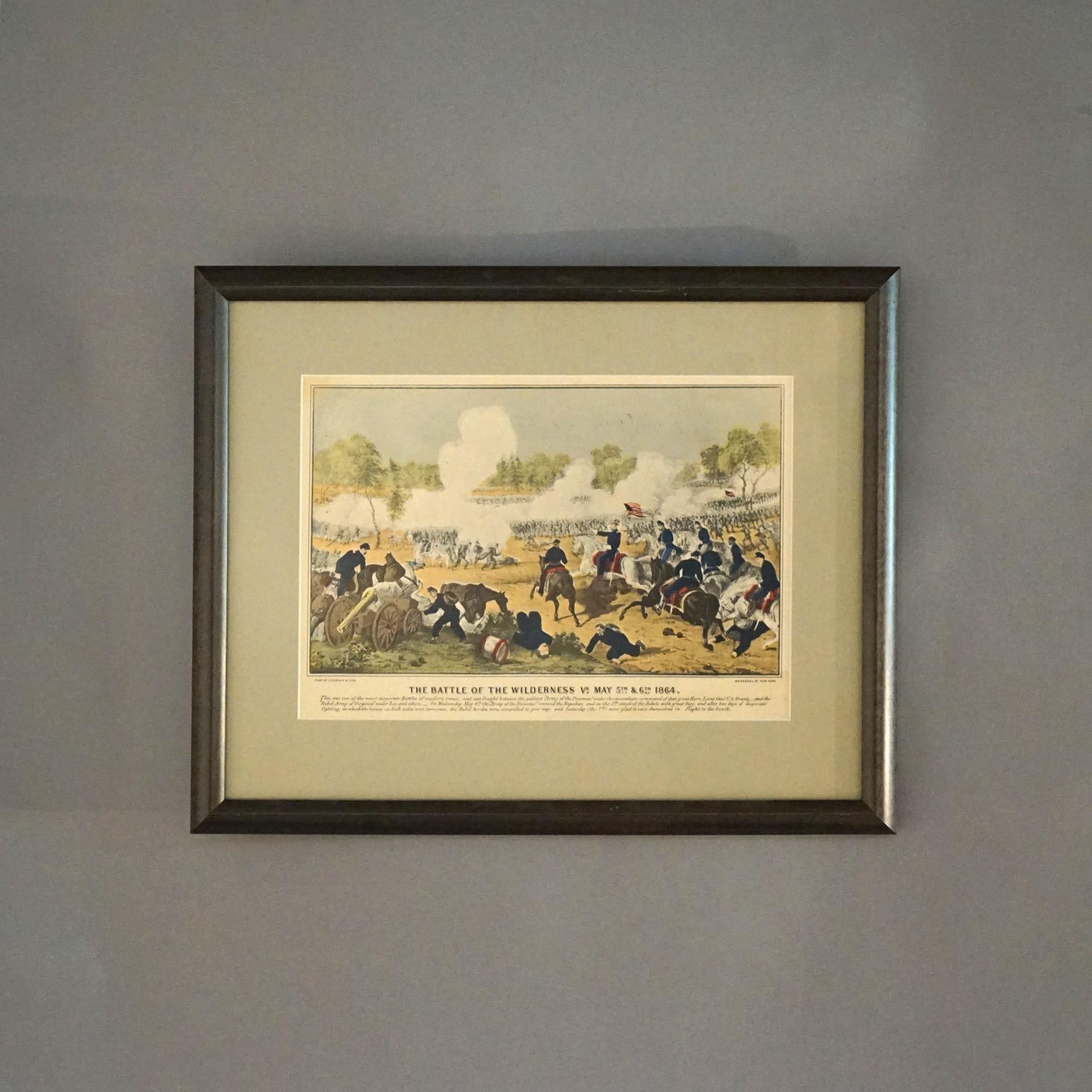 Antique Currier & Ives Civil War Lithograph “The Battle Of The Wilderness” Dated 1864, Framed

Measures - 15.75