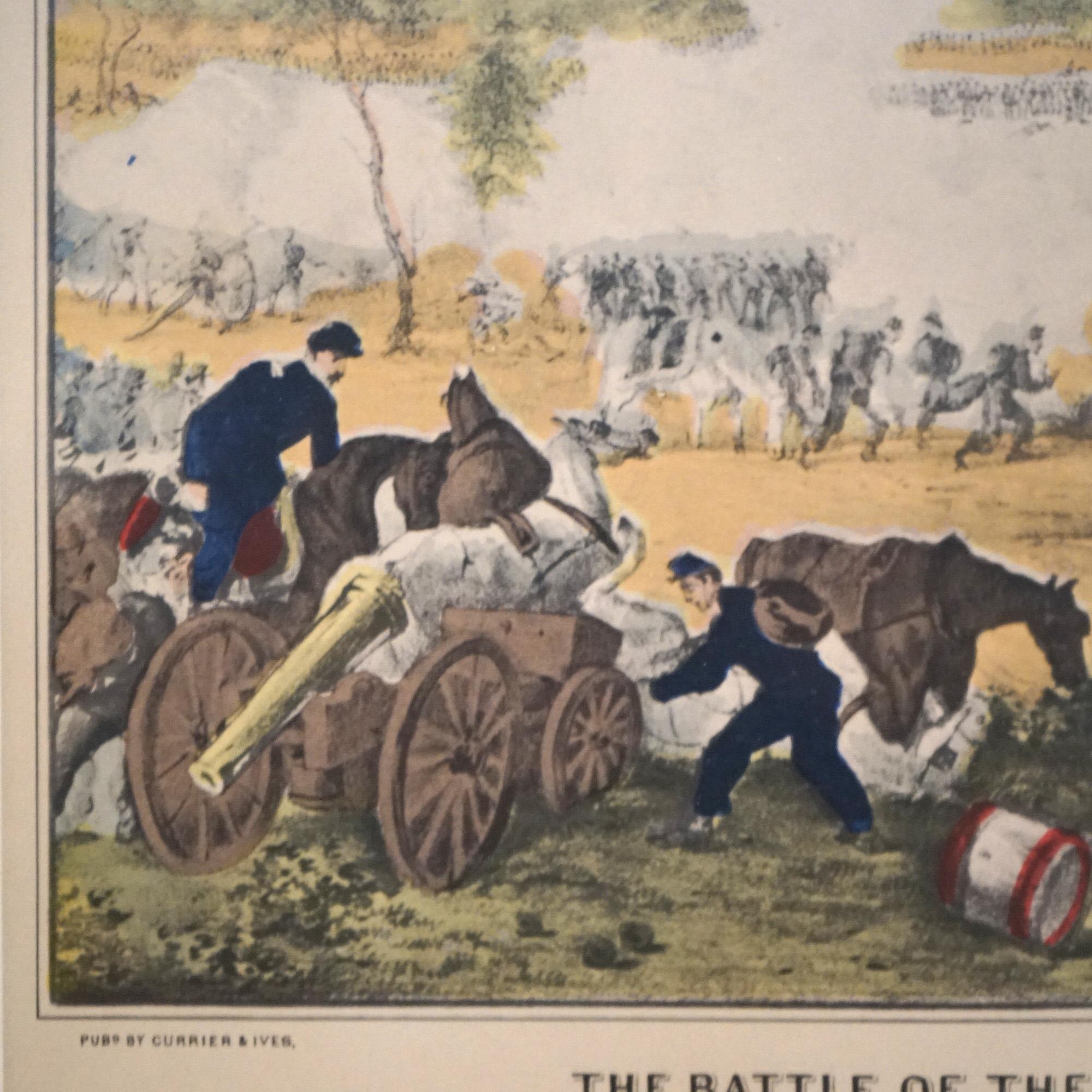 Antique Currier & Ives Lithograph “The Battle Of The Wilderness” Dated 1864 3