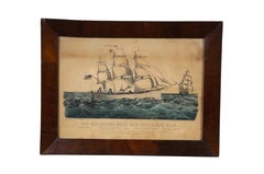 Antique Currier & Ives Nautical Maritime Clipper Ship Lithographs Mahogany Frame