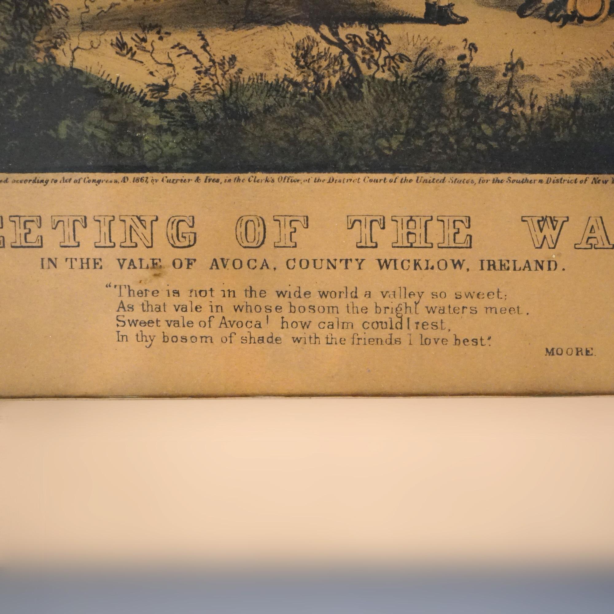 Antique Currier & Ives Print - The Meeting Of The Waters 19th C For Sale 8