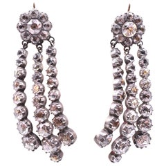 Antique Curved Black Dot Paste Triple Drop Earrings