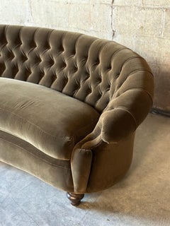 Antique Curved French Chesterfield in Velvet
