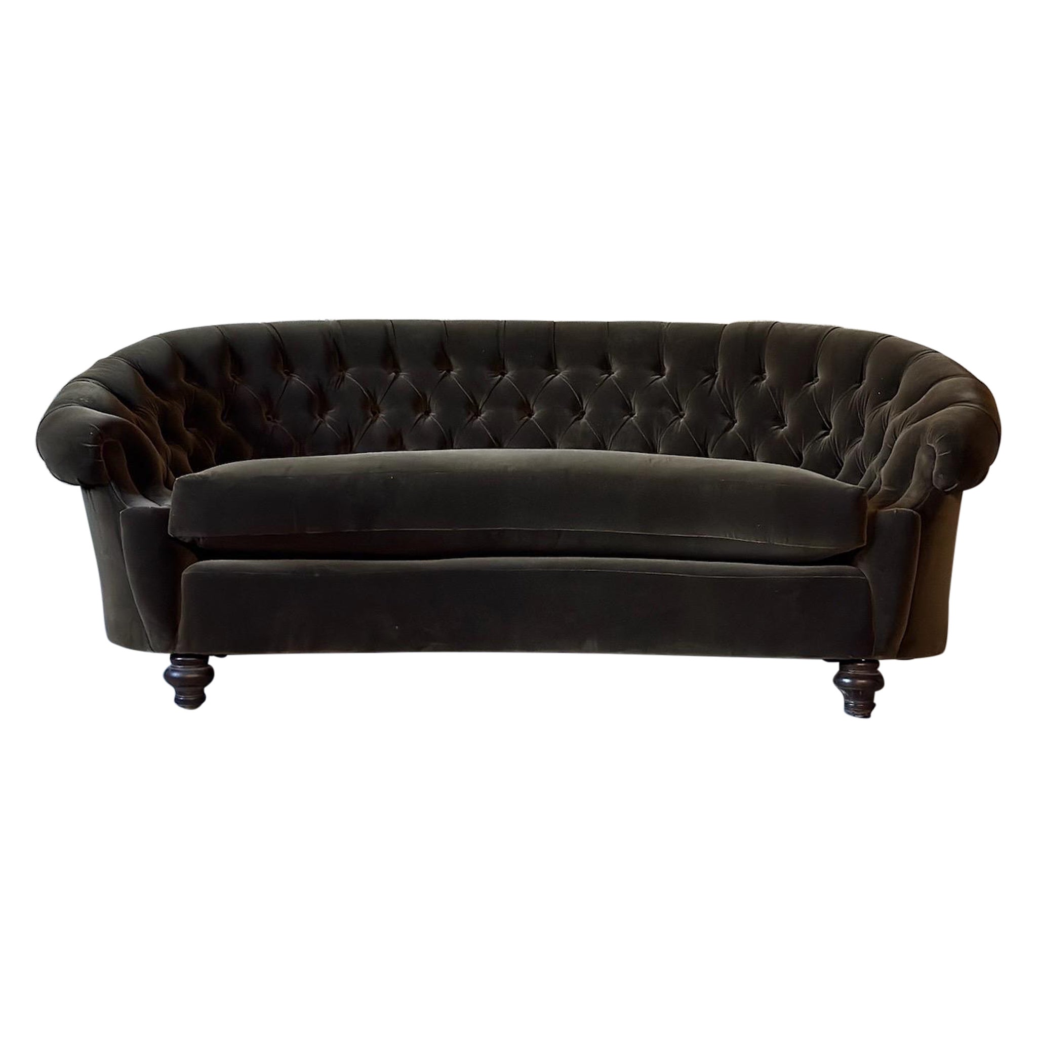 Antique Curved French Chesterfield in Velvet