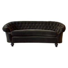 Antique Curved French Chesterfield in Velvet