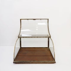 Antique Curved Glass Display Showcase - early 20th