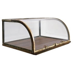Antique Curved Glass Display Showcase - early 20th