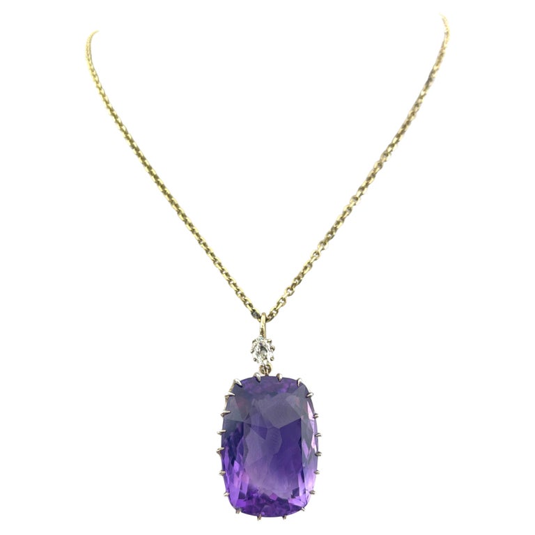 Amethyst Cushion Cut Pendant Necklace main image 0