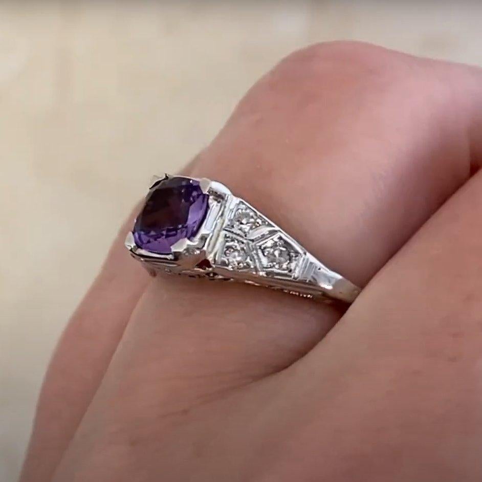 Antiker Amethystring mit Kissenschliff (ca. 0,60 Karat), Platin, um 1930 im Angebot 1